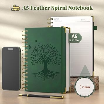 Smarpau A5 Notebook, 240 Pages Wirebound Spiral Notepad for Writing