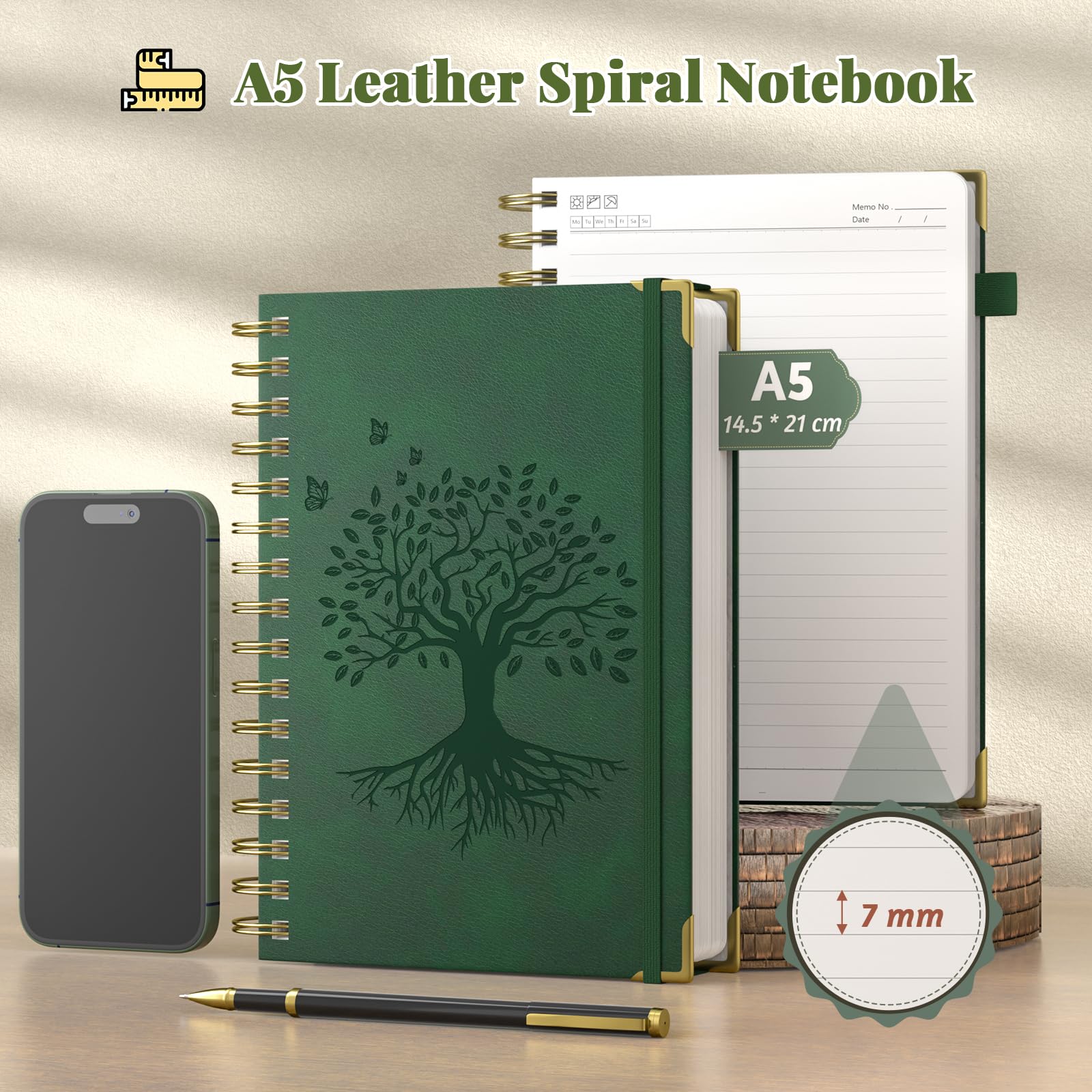 Smarpau Notebook Notepad A5, 240 Pages Wirebound Spiral Notebook for Writing 100gsm Thick Paper No Bleed - Image 2