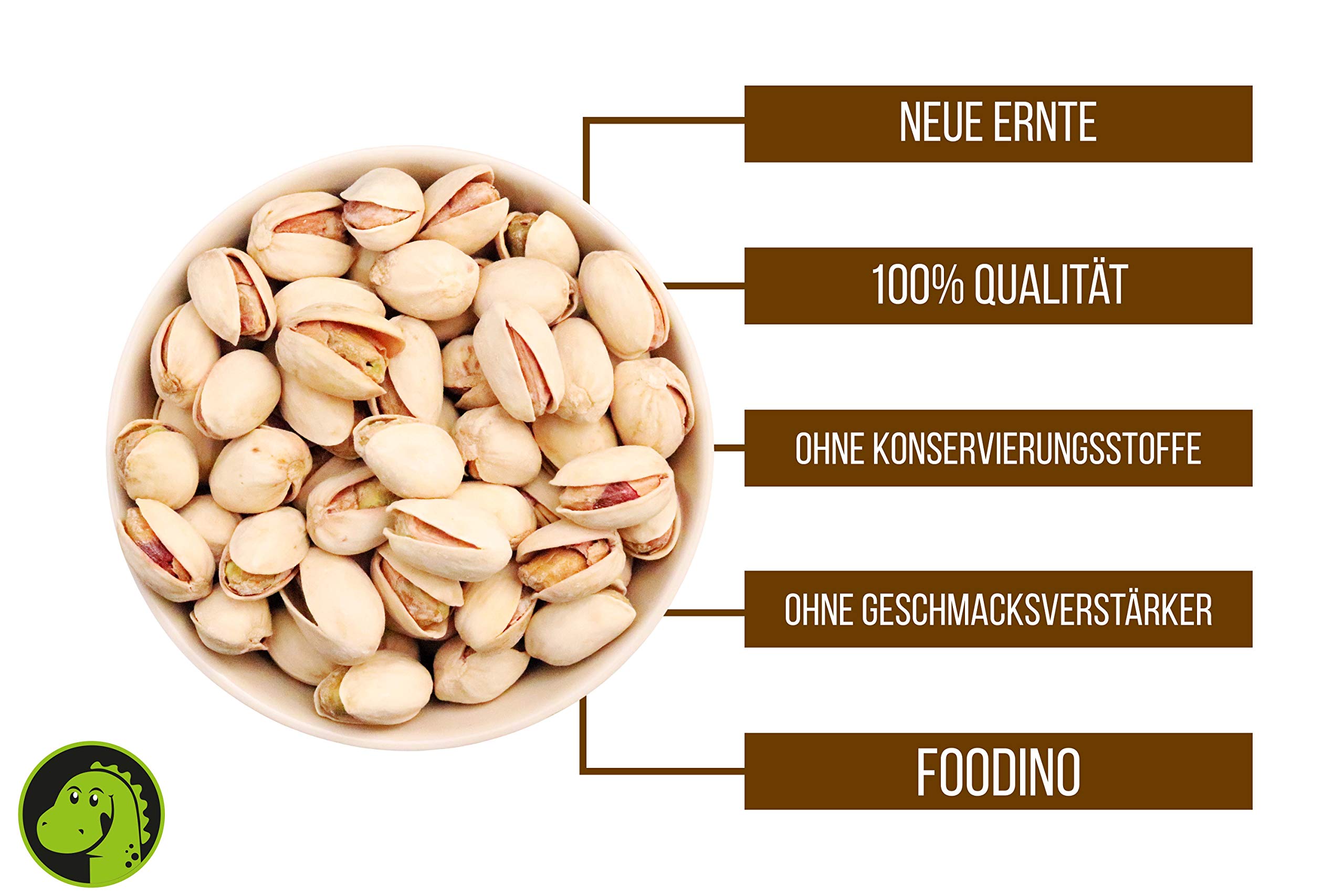 Pistazien geröstet und gesalzen mit Schale Pistazienkerne ungeschält ganz ungeschwefelt 100% Natural 500g - 5kg aus Kalifornien wiederverschließbar Premium Qualität FOODINO (2,5kg)
