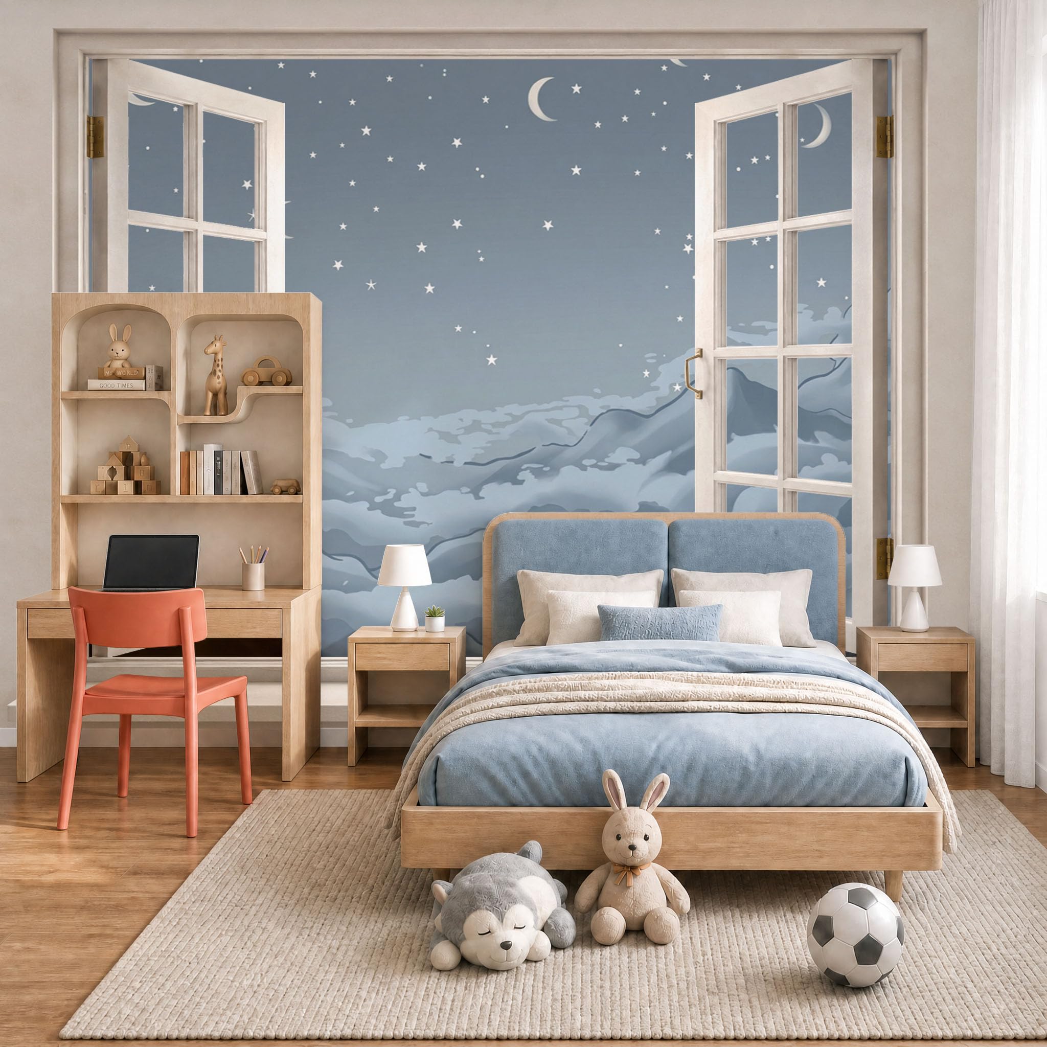 Papier Peint Panoramique Salon Poster Geant Mural Ciel Étoilé Gris