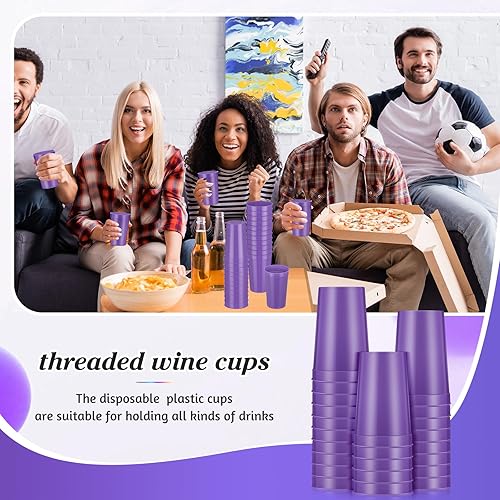 Miniatura 6 de Mifoci 24 vasos de plástico para estadios en blanco, reutilizables, apilables, para niños, fiestas de cumpleaños, bodas, día de San Valentín, Mardi