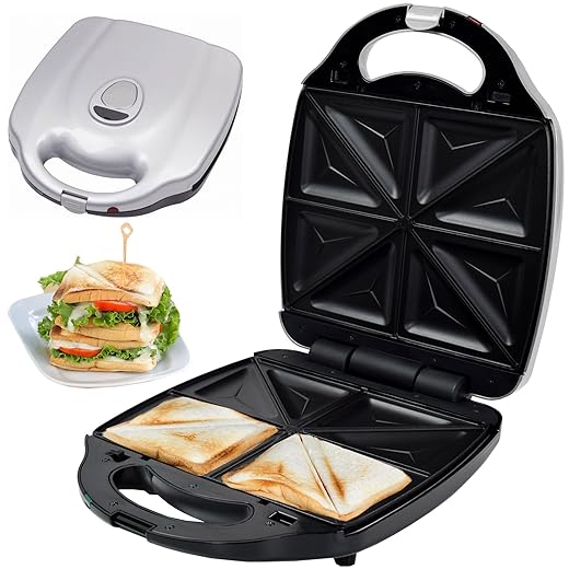 Syntrox Germany XXL Sandwichmaker für 4 Sandwiches mit herausnehmbaren Backplatten