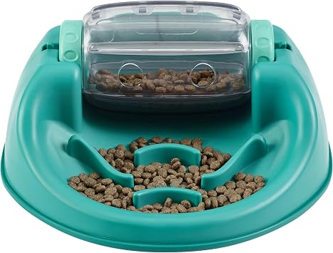 Outward Hound by Nina Ottosson Spin N Eat Dog Puzzle and Slow Feeder, Level 2 Intermediate Enrichment Toy, Green