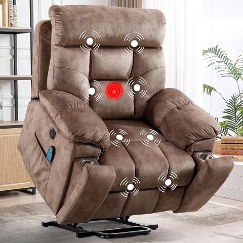 CANMOV Large Power Lift Recliner Chair with Massage and Heat for Elderly Big and Tall People, Camel