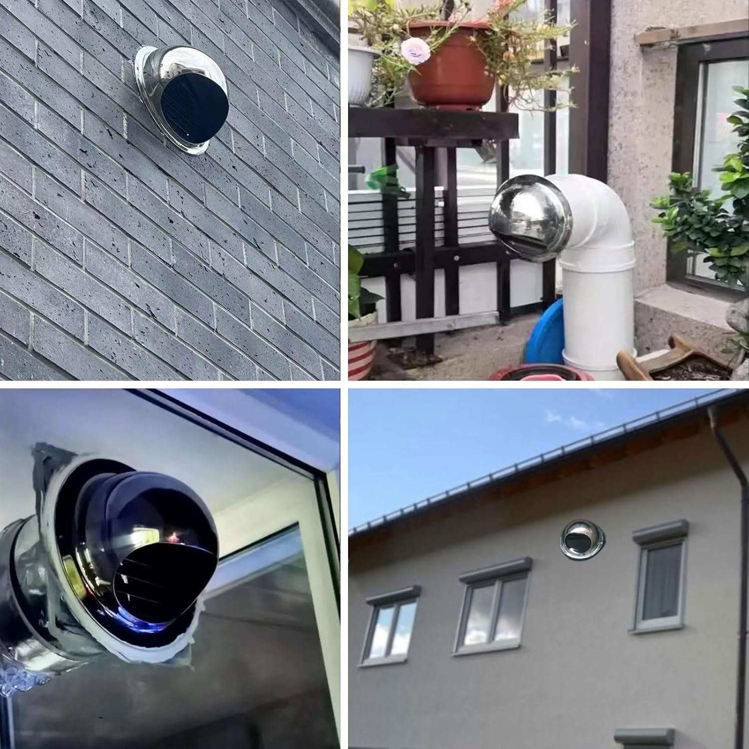 4" Dryer Vent Kit, 8FT Flexible Dryer Vent Hose with 2 Stainless Steel Clamps, Duct Connector Flange & Dryer Vent Cover for HVAC Ventilation