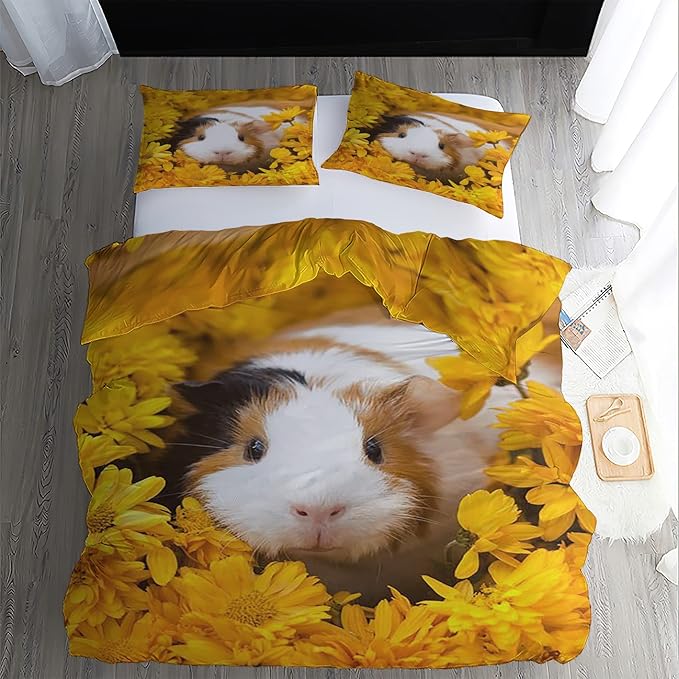 Hamster Bettwäsche Set 135x200cm - 3D Druck Mikrofaser Mit 2 Kissenbezügen