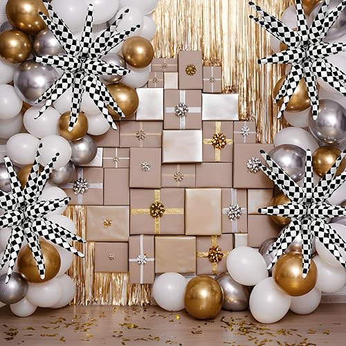 Vista 18 de 5 globos de estrella negra con punta de cono de estrella negra para suministros de fiesta, telón de fondo, fiesta de cumpleaños, baby shower, Negro