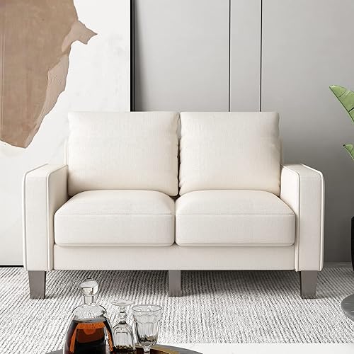Small Loveseat Sofa, Tomkate 53" Love Seats Sofa Couch with Thickened Cushion, 600 Pounds Weight Capacity, Modern Upholstered 2-Seat Sofa Couch for Living Room Bedroom Apartment (Beige)