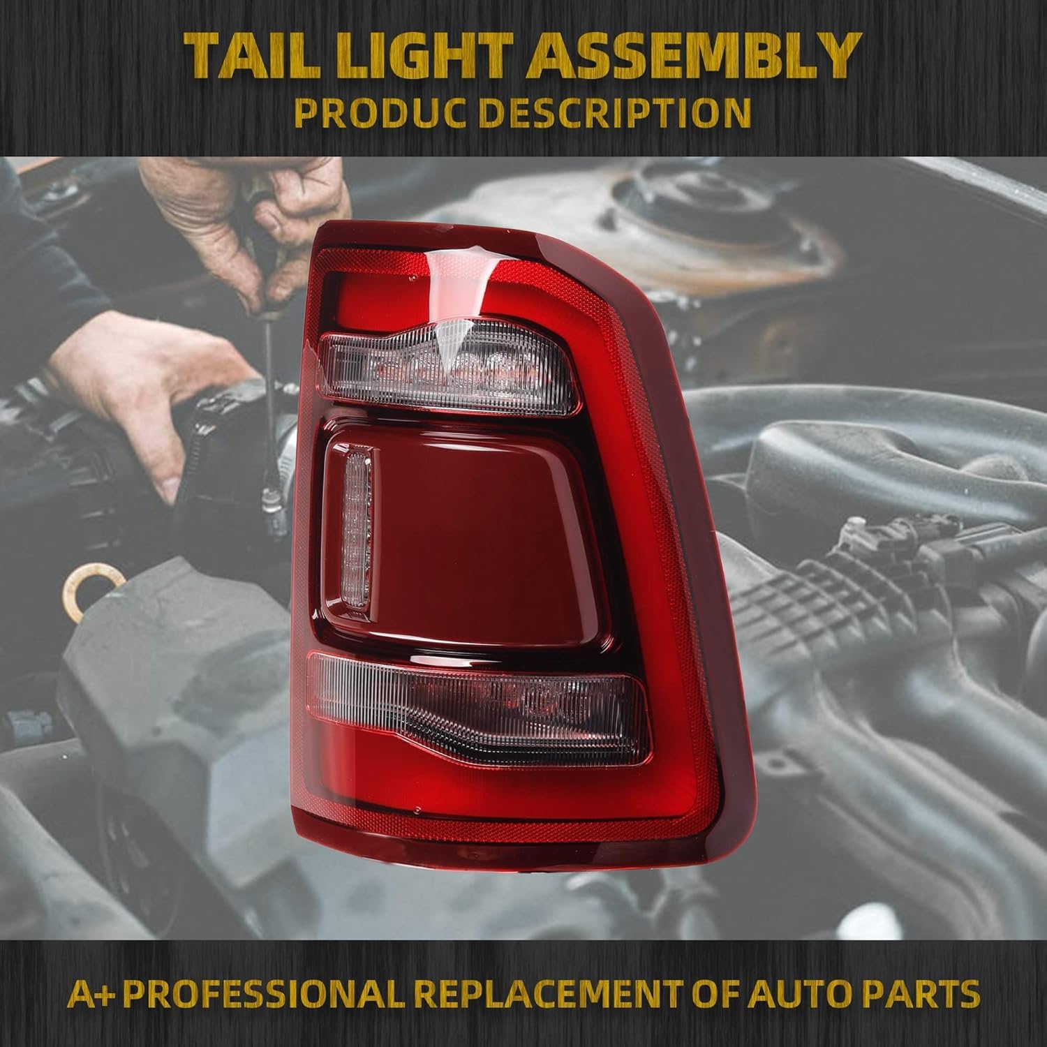 Dasbecan Right Passenger Side Tail Light Assembly Rear Lamp LED Type Compatible With Dodge Ram 1500 2019 2020 2021 2022 2023 2024 Blind spot module can be installed (Red Cover)