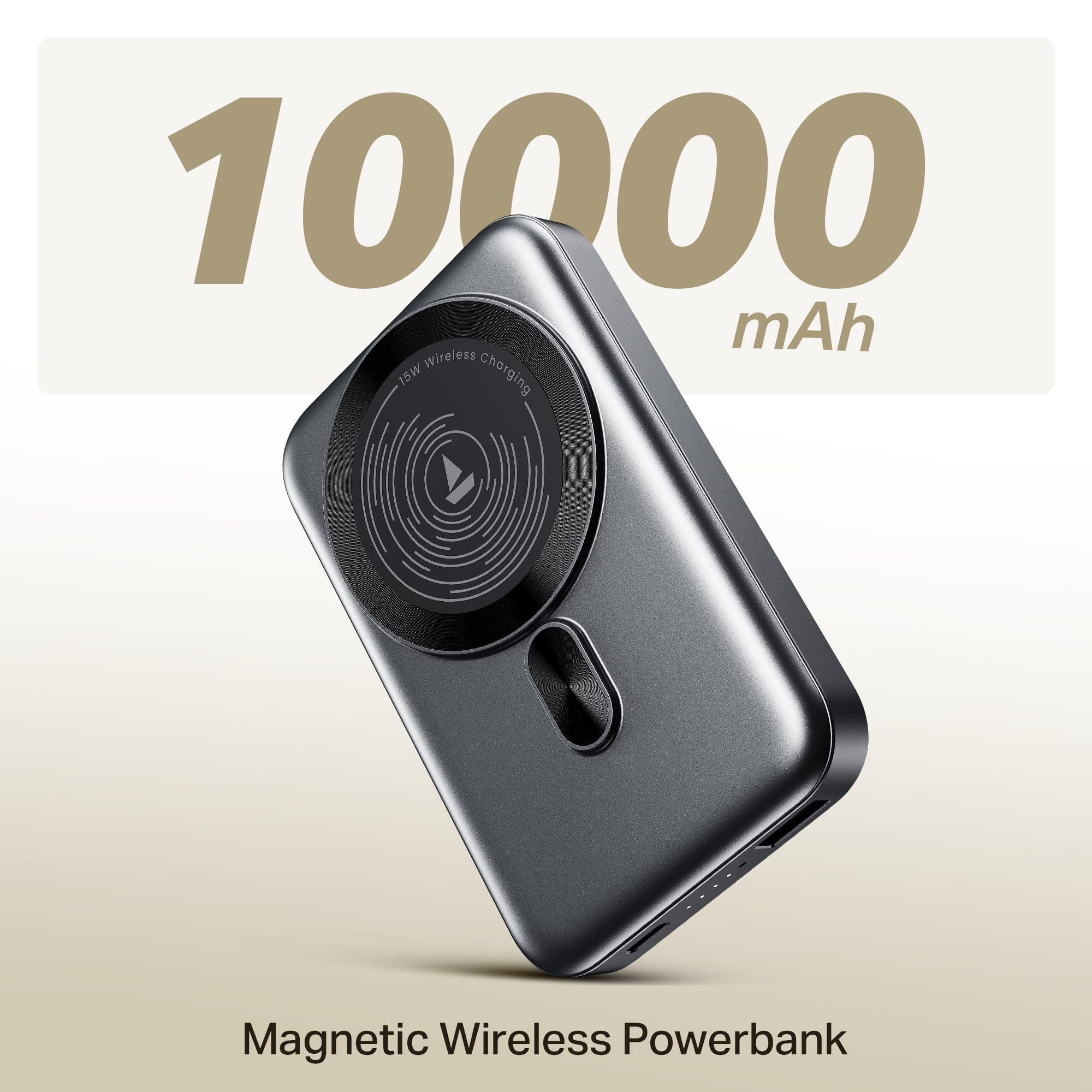 Boat EnergyShroom PB331 (Magsafe) 10000mAh Magnetic Wireless Powerbank, 15W Wireless & 22.5W Wired Charging for (iPhone 16, 15, 14, 13 & 12, Android & Other Qi Enabled Devices) (Ash Black) 4