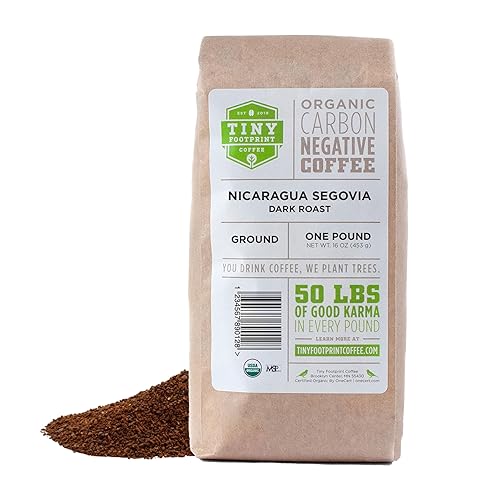 Tiny Footprint Coffee - Nicaragua Segovia, tostado oscuro, café orgánico USDA - Cultivado a la sombra, certificado de comercio justo y negativo de