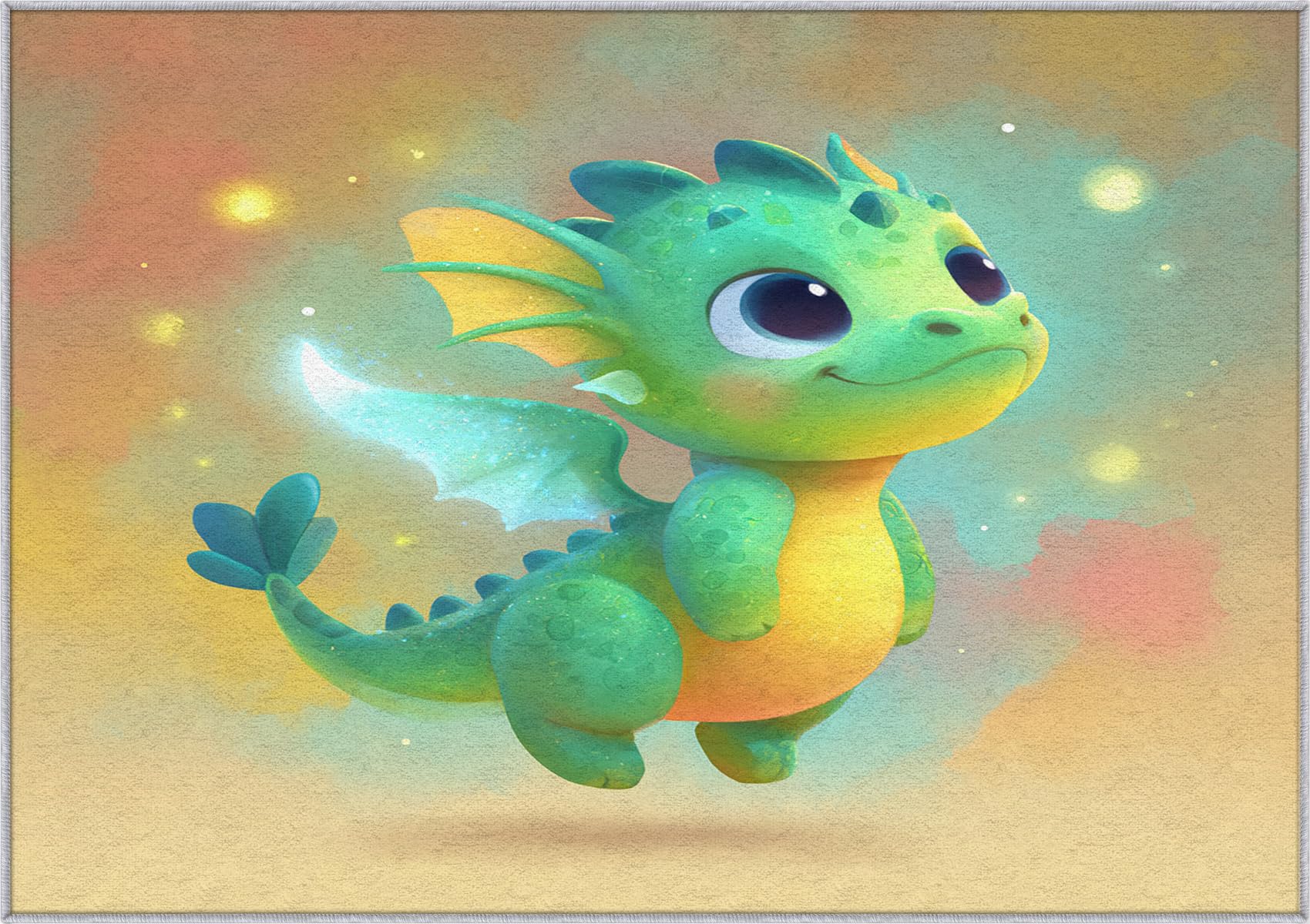Générique Tapis Dinosaure Salon 60x90 cm Motif Dragon Enfant Cute Animaux Bebe, Tapis Lavable Antidérapant Doux Poil Court, Decoration Chambre Descente De Lit Carpet