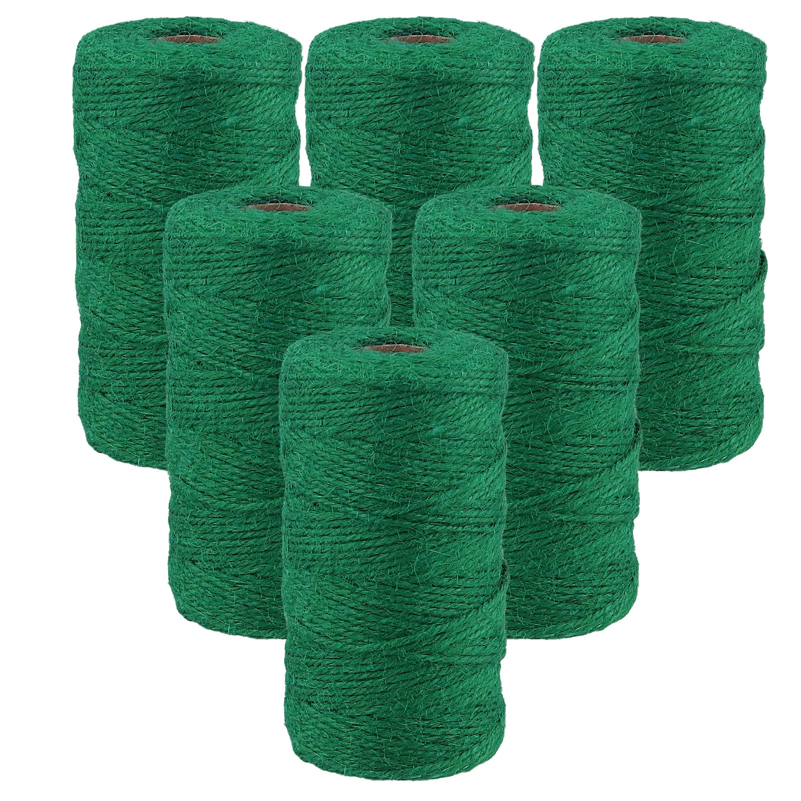 MANCHAP 6 Rolls 2mm x 100m Green Garden String, 3 Strands Jute Garden Twine for DIY Gardening, Handicraft Making