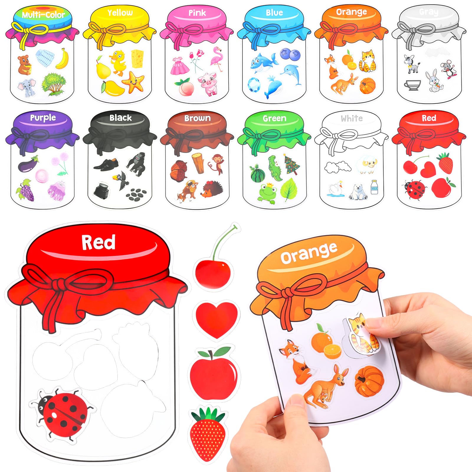 Yunyouc Style 2 12Pcs Color Sorting Fridge Magnets Set, Learning Colors Shape Activity Fridge Magnets, Safe Magnetic Color Sorting Toy For Whiteboard Early Education 2 To 6 Years Old Kid(Style 2)