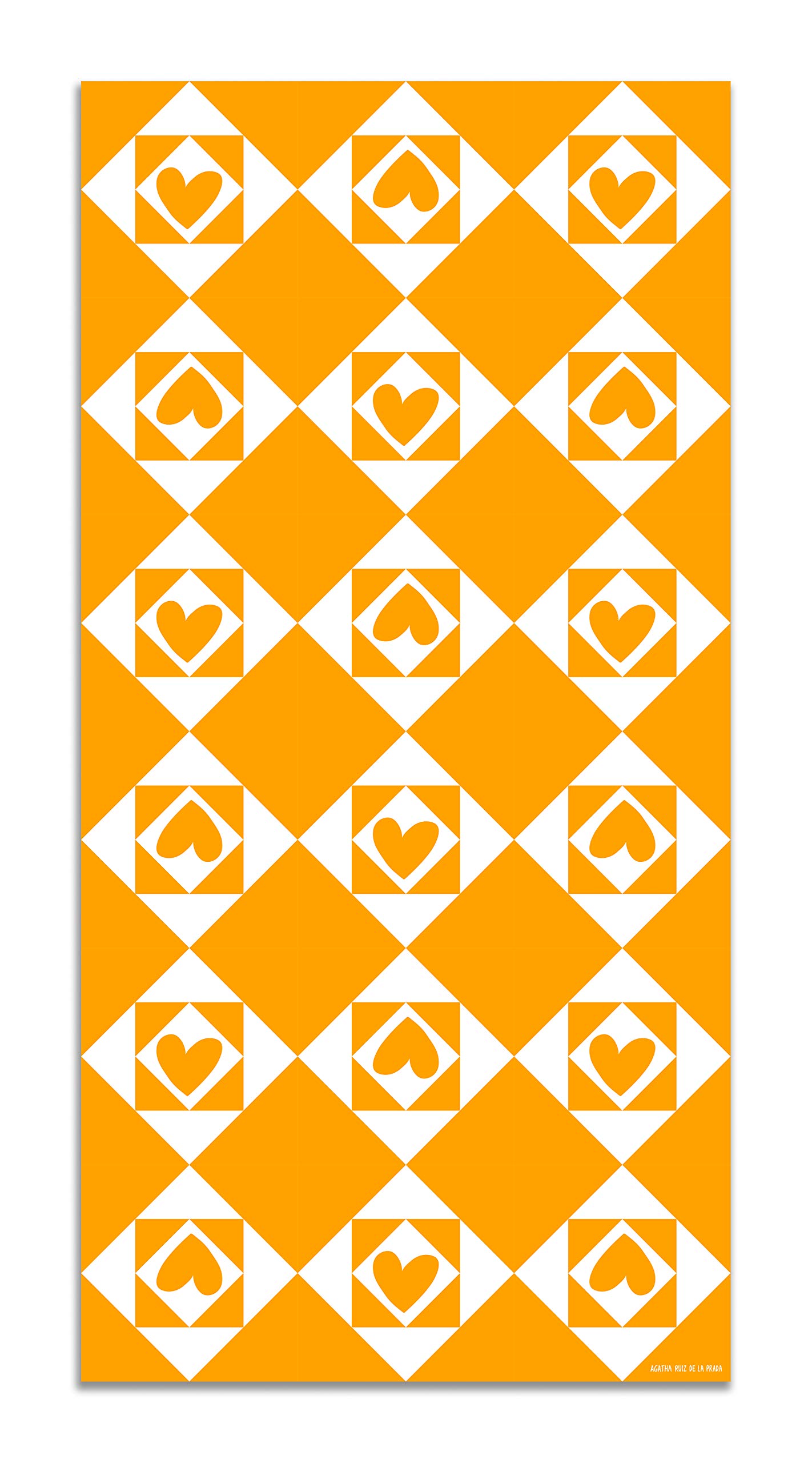 Panorama Agatha Ruiz de la Prada Alfombra Vinílica Cocina Salón - Varios Tamaños - (Baldosas Corazones Naranja 140x200 cm)