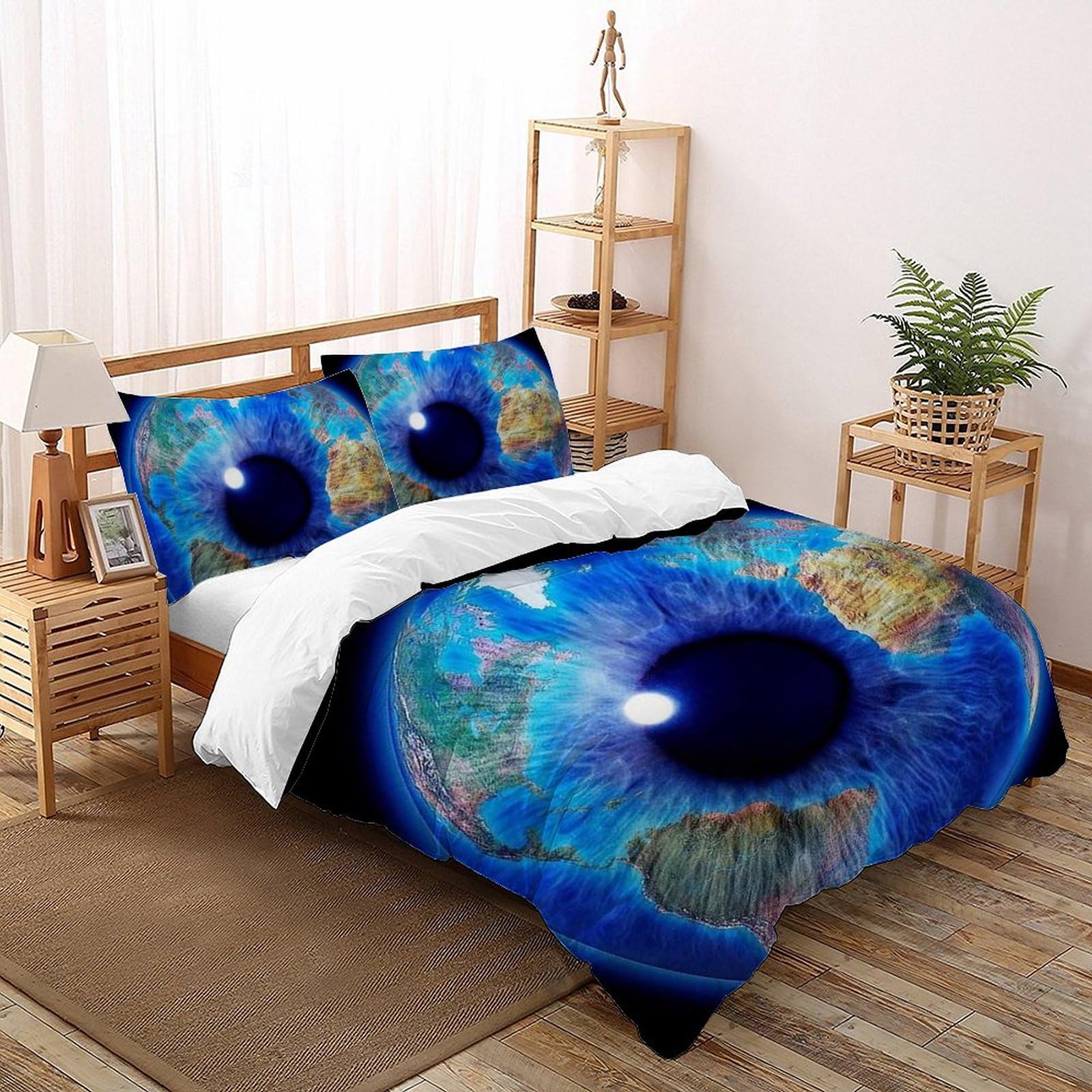 Housse de couette zippée 200x200 anti-glissement parure lit sauvage 3 pcs
