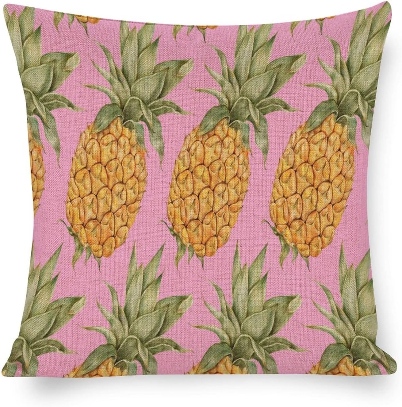 Pillow Covers 16x16 Inch Pineapple Yellow Farmhouse Exotic Fruit