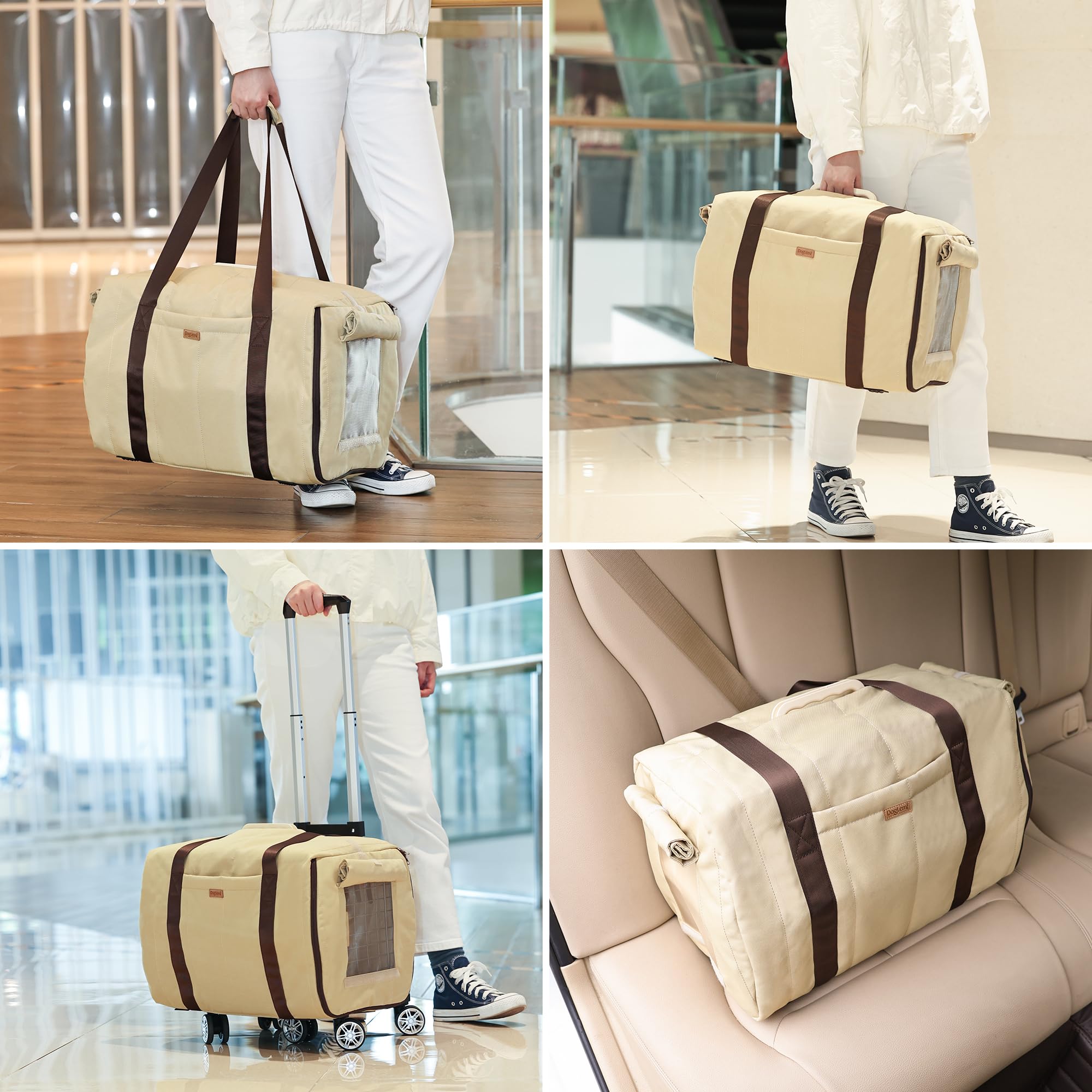 Housse de cage de voyage pour chat et chien, housse de transport chaude et douce avec 2 côtés en maille respirante, utilisation en intérieur et en extérieur