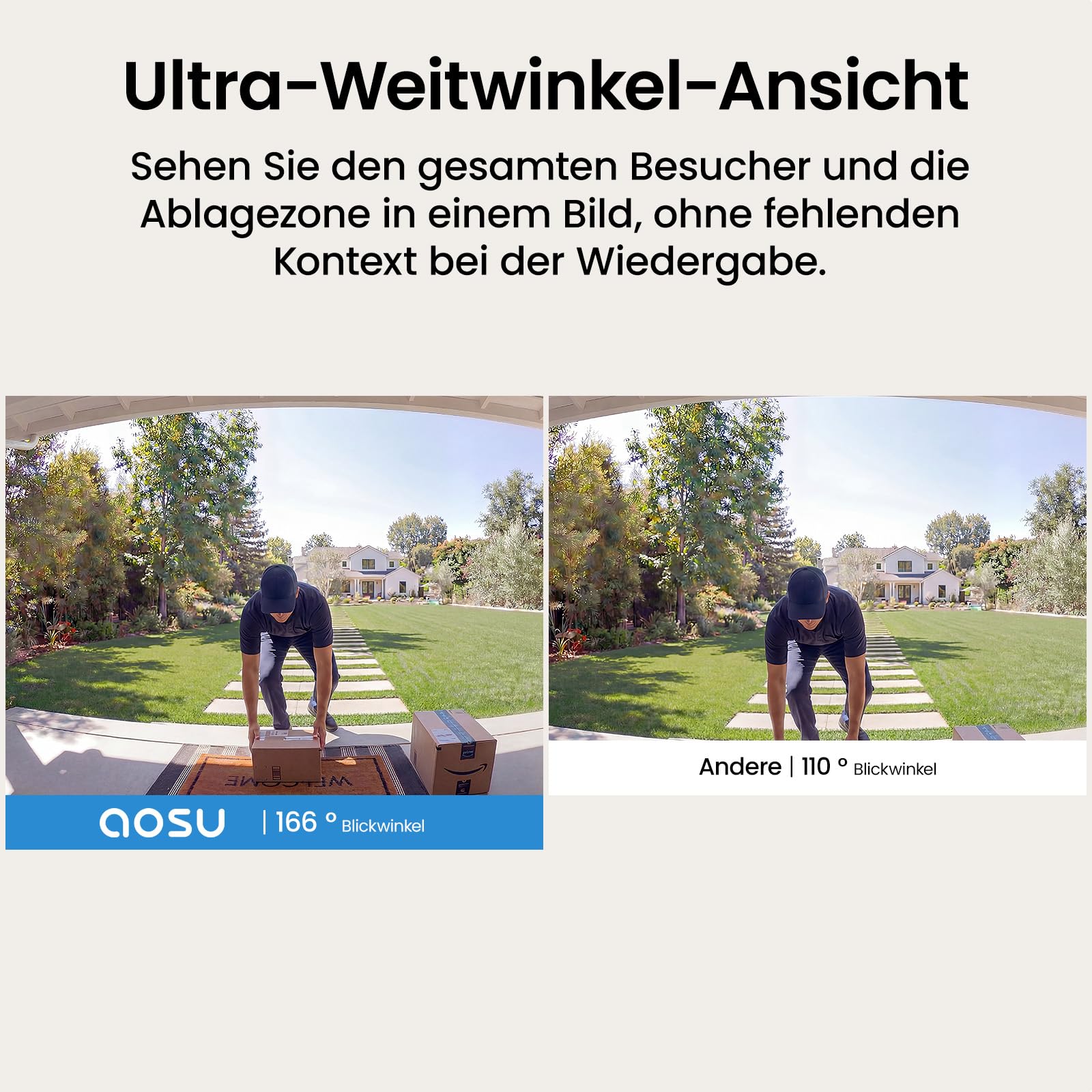 aosu Türklingel mit Kamera, HD 5MP Videotürklingel, 3K Video Doorbell WiFi 5/2.4GHz Radar-Detektor, 180 Tage Batterielaufzeit, Klingel