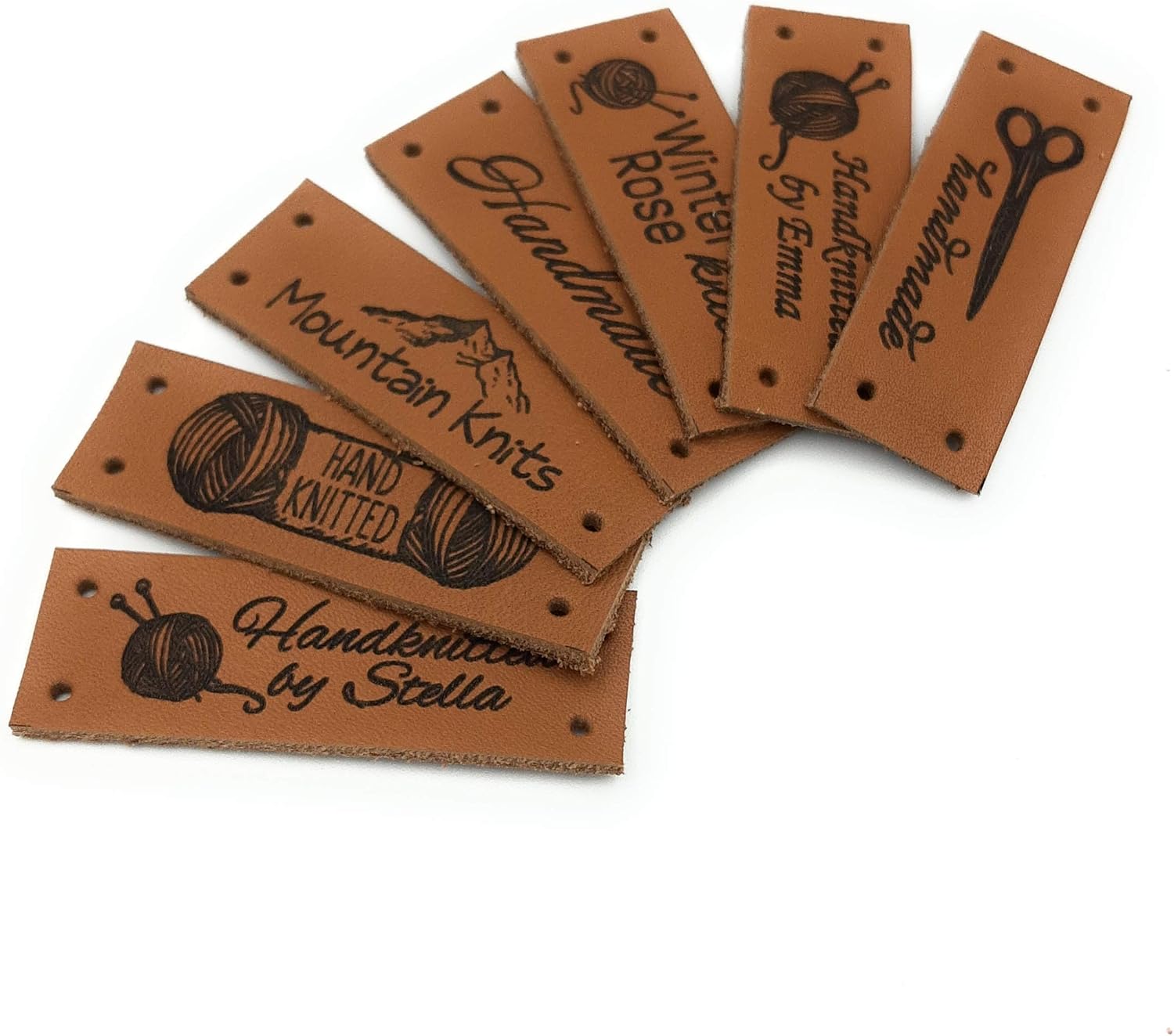 Leather sewing labels, personalized labels, custom leather labels, care labels, labels for knitted products, custom label tags, set of 25