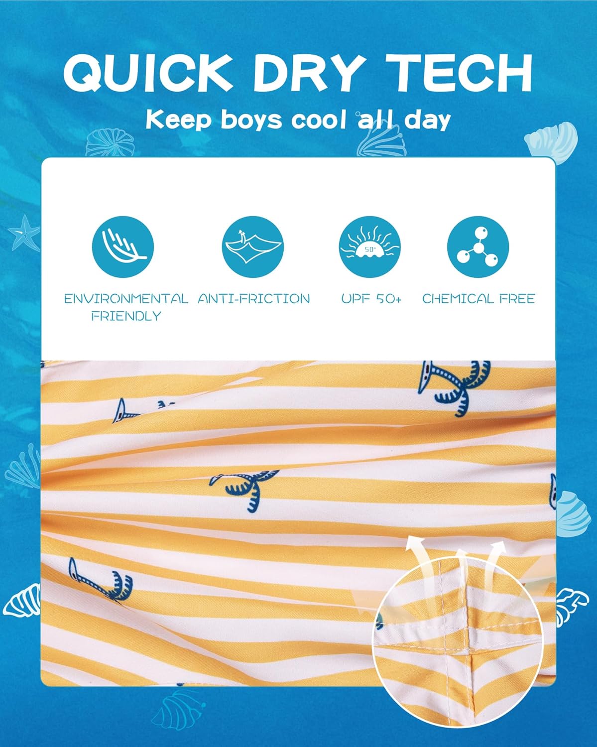SURF CUZ Boys Swim Trunks Toddler Swim Shorts UPF 50+ Bathing Suit for Boy Swimsuit Quick Dry Mesh Beach Boardshorts Swimwear - Image 3