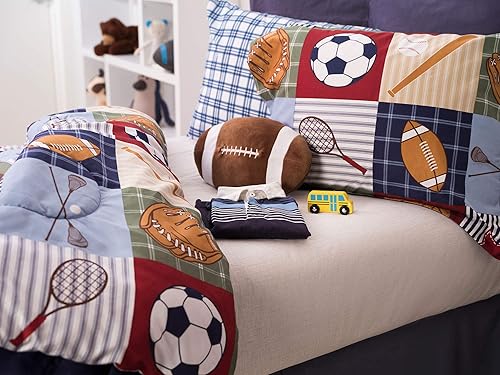 Team Sport Mytex Home Fashions - Juego de edredón de 4 piezas, ropa de cama deportiva, colegiado, adolescente, niños, tela de doble cepillado,