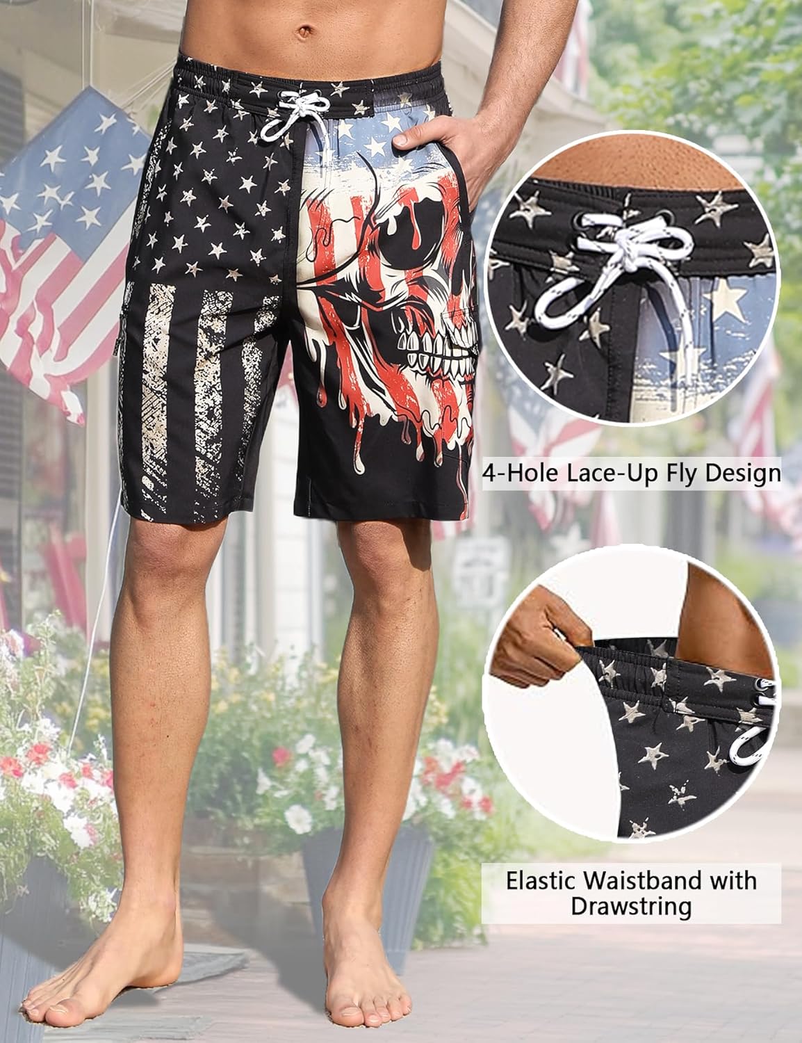 Mens Swim Trunks with Compression Liner 9 Inch Swim Shorts Bathing Suits Quick Dry Hiking Cargo Shorts with Zipper Pocket - Image 5