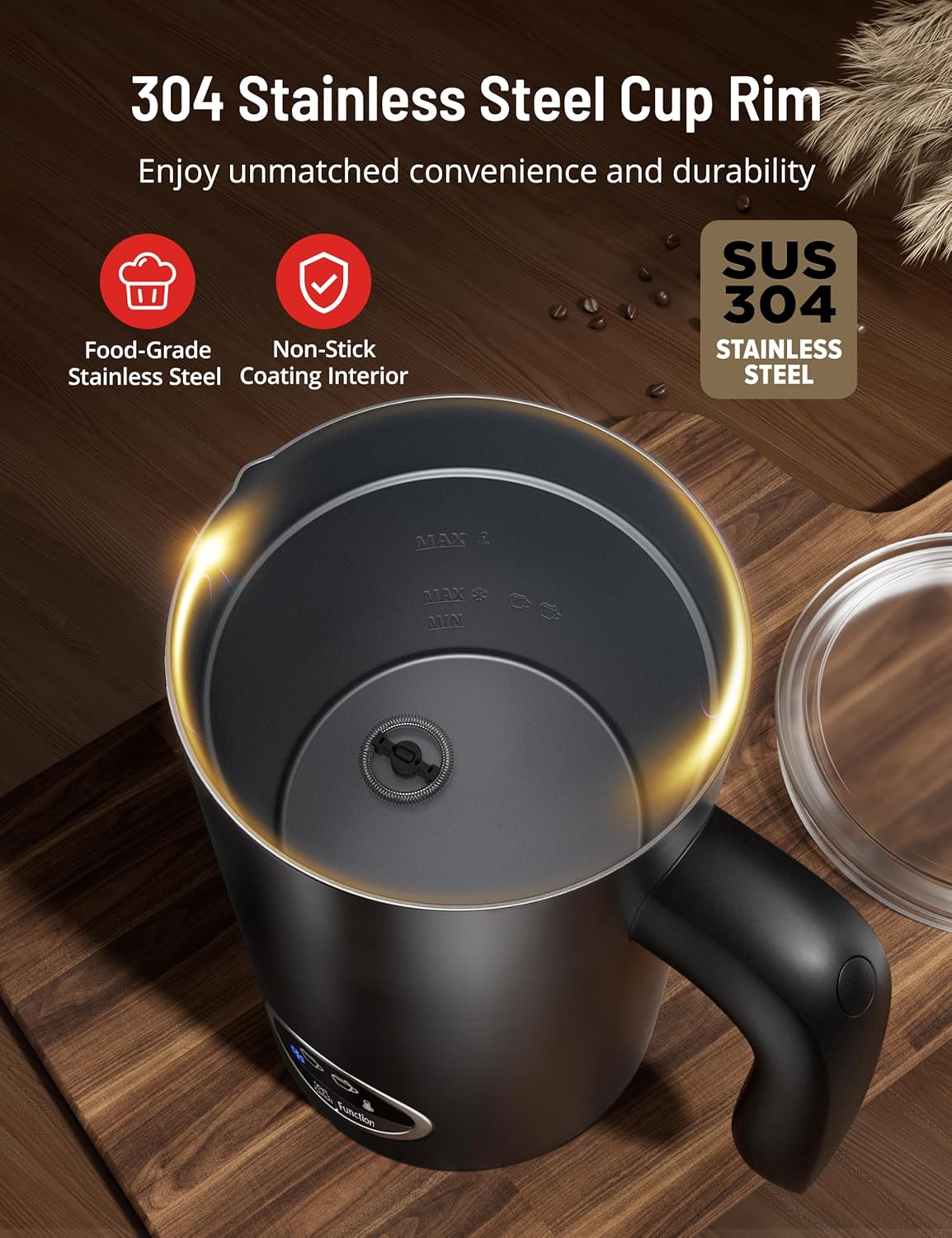 Airyoyo Milk Frother, 4-in-1 Milk Frother and Steamer, ErgonomicStylish Design, Hot & Cold Milk Steamer with Temperature Control, Auto Shut-Off Frother for Coffee, Latte, Cappuccino, Macchiato, White