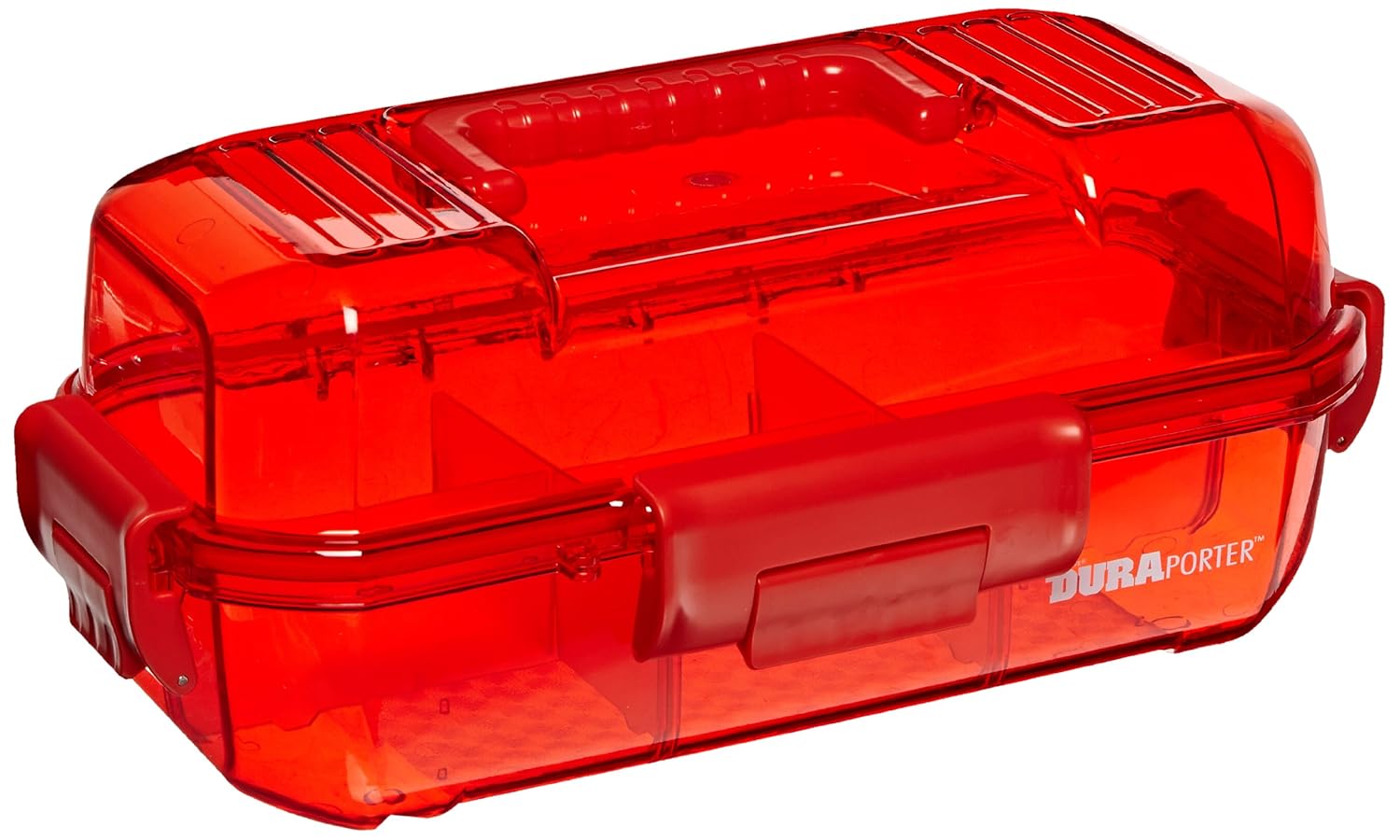 Heathrow Scientific HS120052 Duraporter Sealed Specimen Tote or Sample Transport Box, Polycarbonate, Water-Tight, Clear with Blue Handles