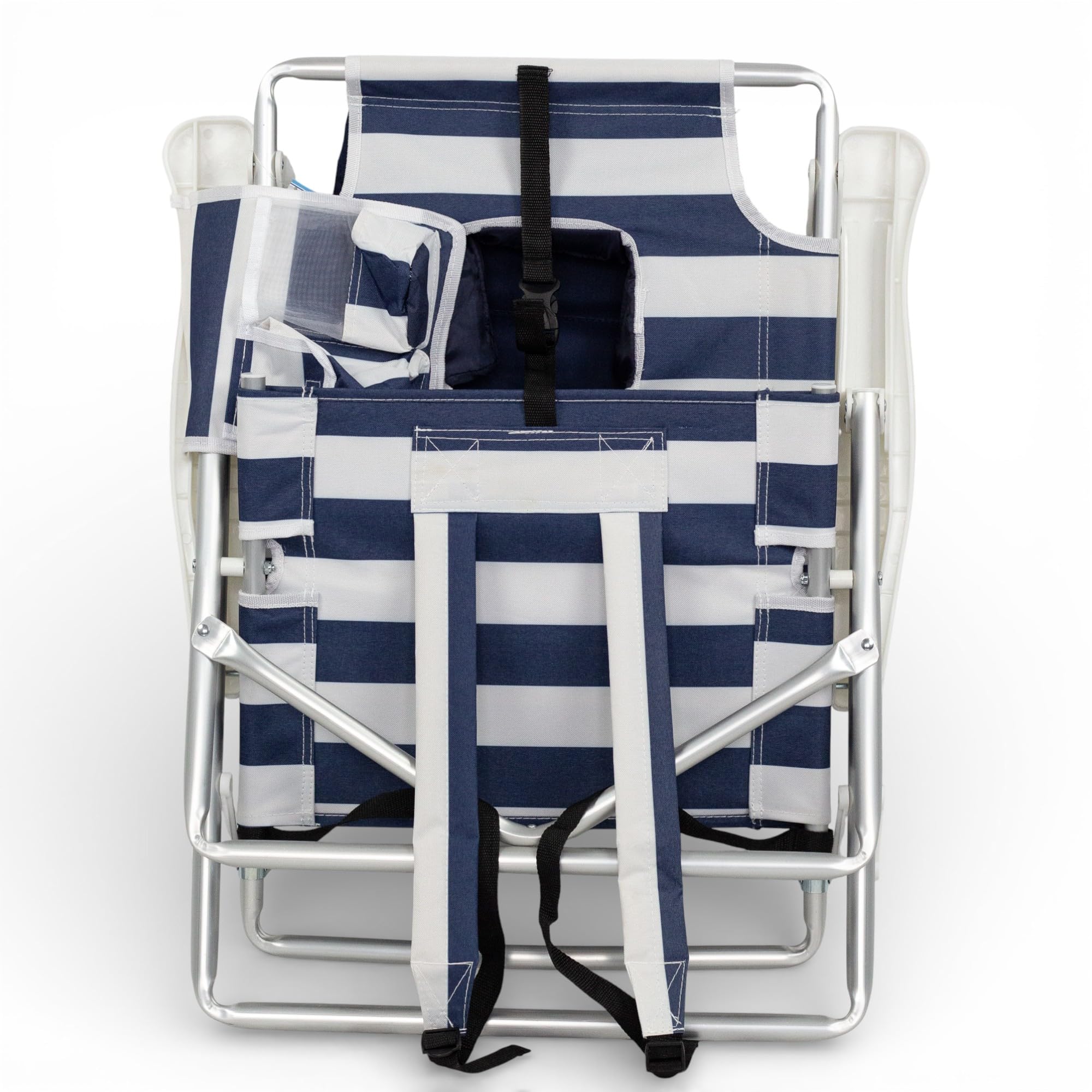 Pincho Silla Playa Plegable Reclinable Ligera Silla De Playa, Silla Plegable, Silla Reclinable con Mochila Y Bolsillos, Cadeira Dobrável con Reposacabezas Ajustable – Aluminio Marinero