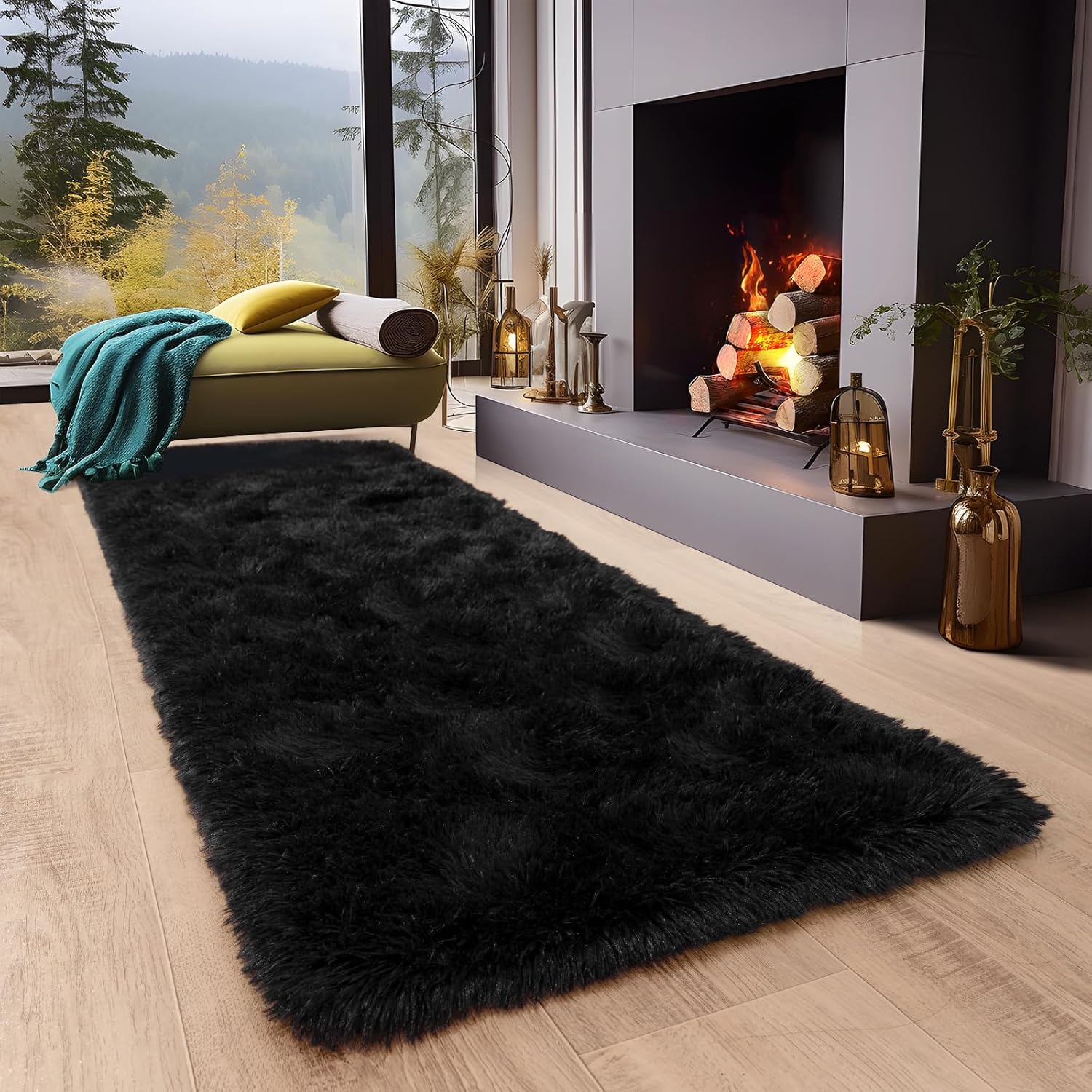 Dssimo Super Fluffy Runner Rug for Bedroom, Modern Shag