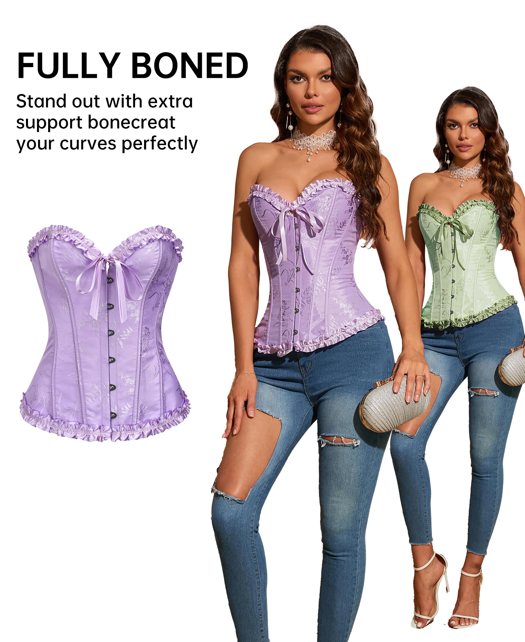 SZIVYSHI Corset Tops for Women, Bustier Shapewear Lingerie, Lace Waist Push Up Bodysuit: Medium Brilliant White