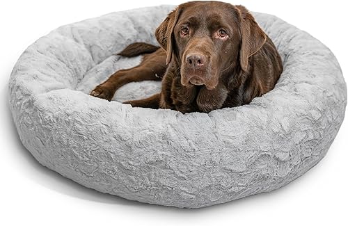 Miniatura 19 de Best Friends by Sheri Original Calming Donut Cama para Perros y Gatos, Piel Sintética Shag, Taupe, XS (18in x 18in) - Alivio de Ansiedad para