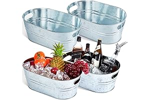 4 Pcs 4 Gallon Galvanized Metal Ice Buckets Beverage Tubs for Parties