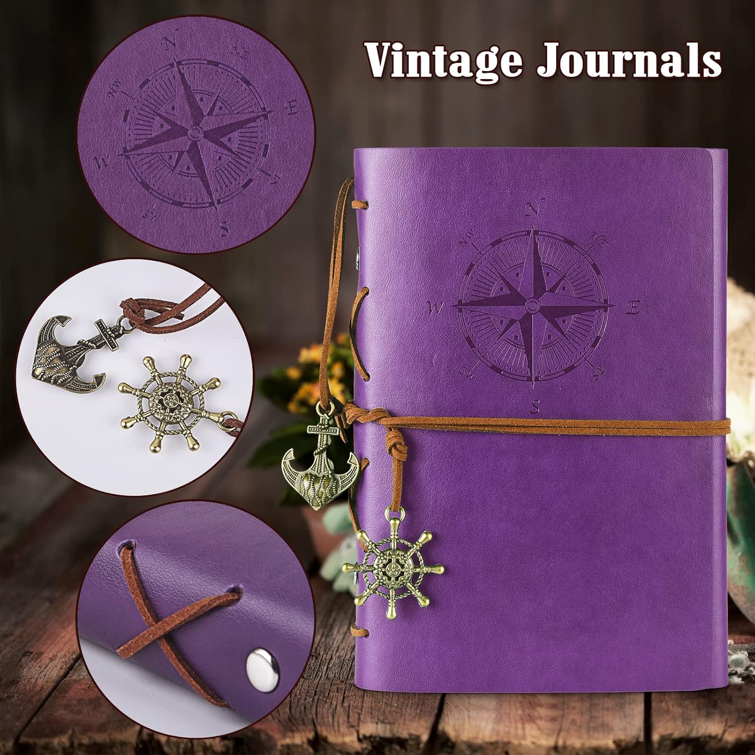 7 Pack Journals Notebooks, PU Leather Travel Refillable Journal for Writing, Journal Bulks for Women Men, Students Gifts, Lined Pages and Vintage Pendants, 7 x 5 inches, Multicolor - Image 2