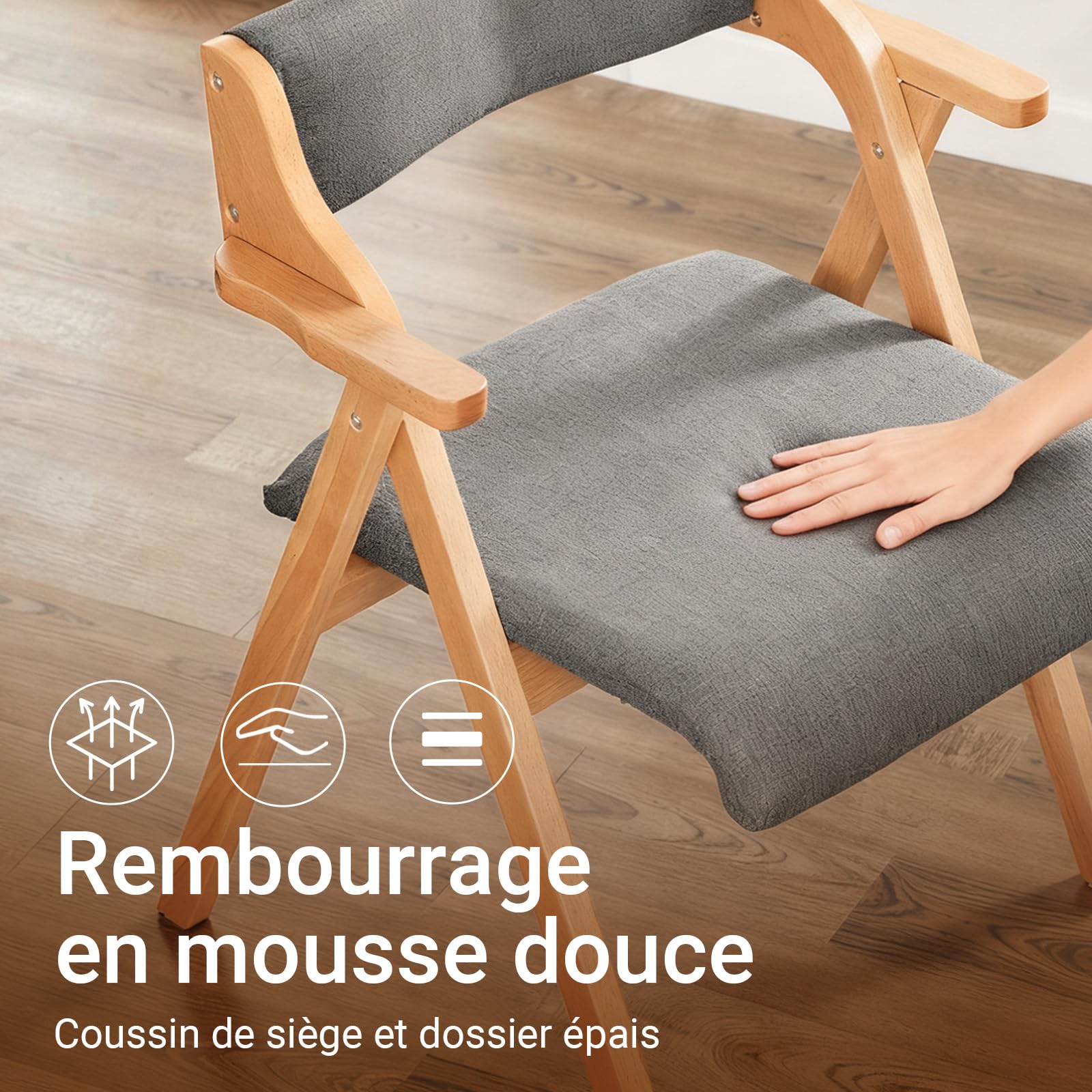 SoBuy Chaise Salle à Manger Pliante avec 2 Coussins, montée, 61,5x56x77,6cm