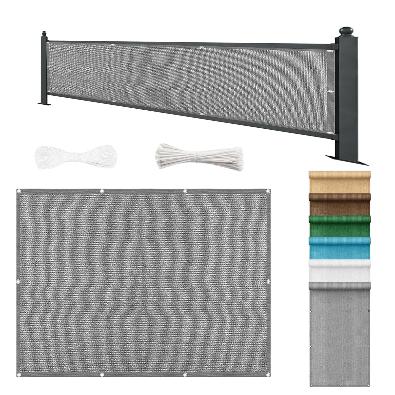Brise vue balcon 60x200 anti-UV et résistant au vent gris