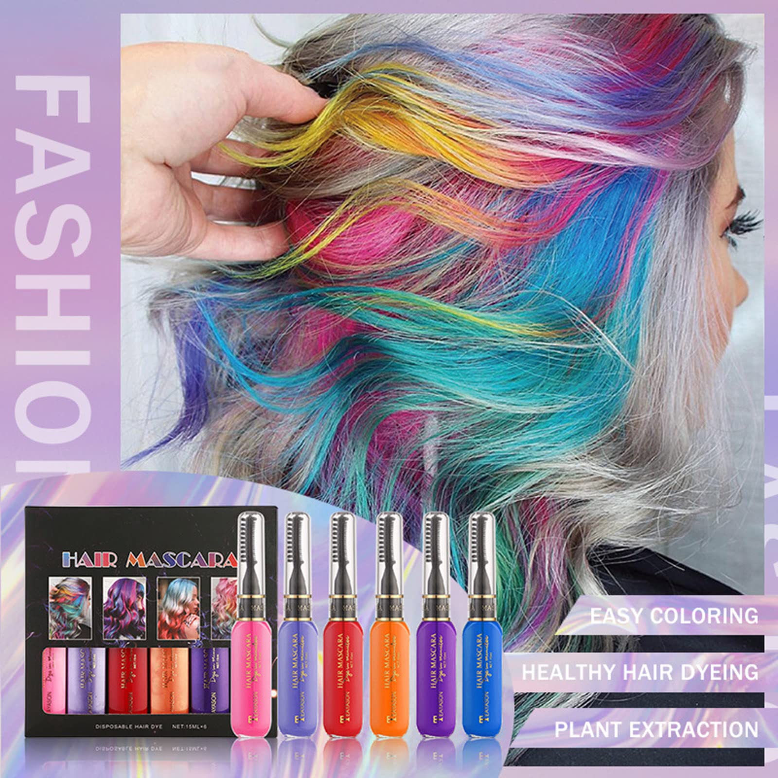 Joyeee Mascara Capelli Bambina Trucco Capelli 6 Colori Mascara Temporanea Capelli Bambina Trucco Bambini 8 9 10 11 12 e 13 Anni