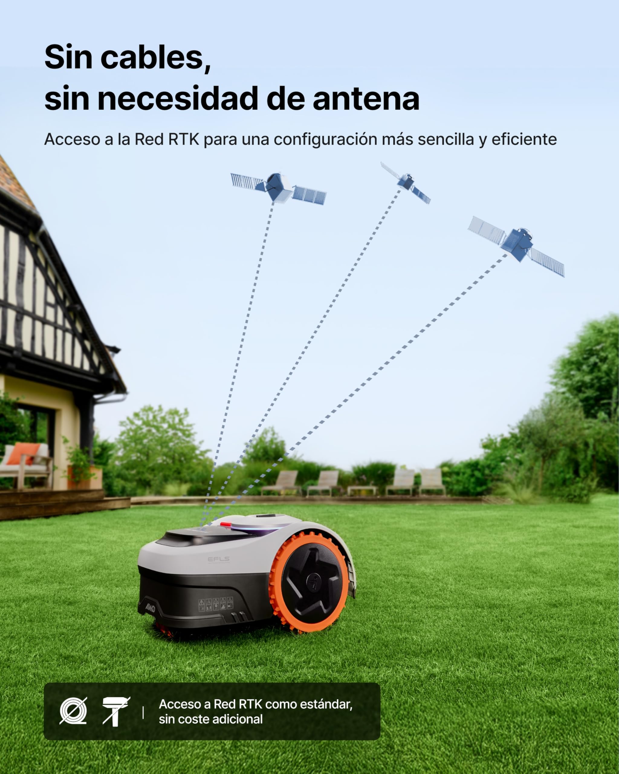 Segway Navimow i205 AWD con Garage S Kit, Robot Cortacésped sin Cable Perimetral, Tracción Integral para Pendientes del 45%, EFLS NRTK+Vision, Rec. 500 m², no se Requiere Antena (Envío por Separado)