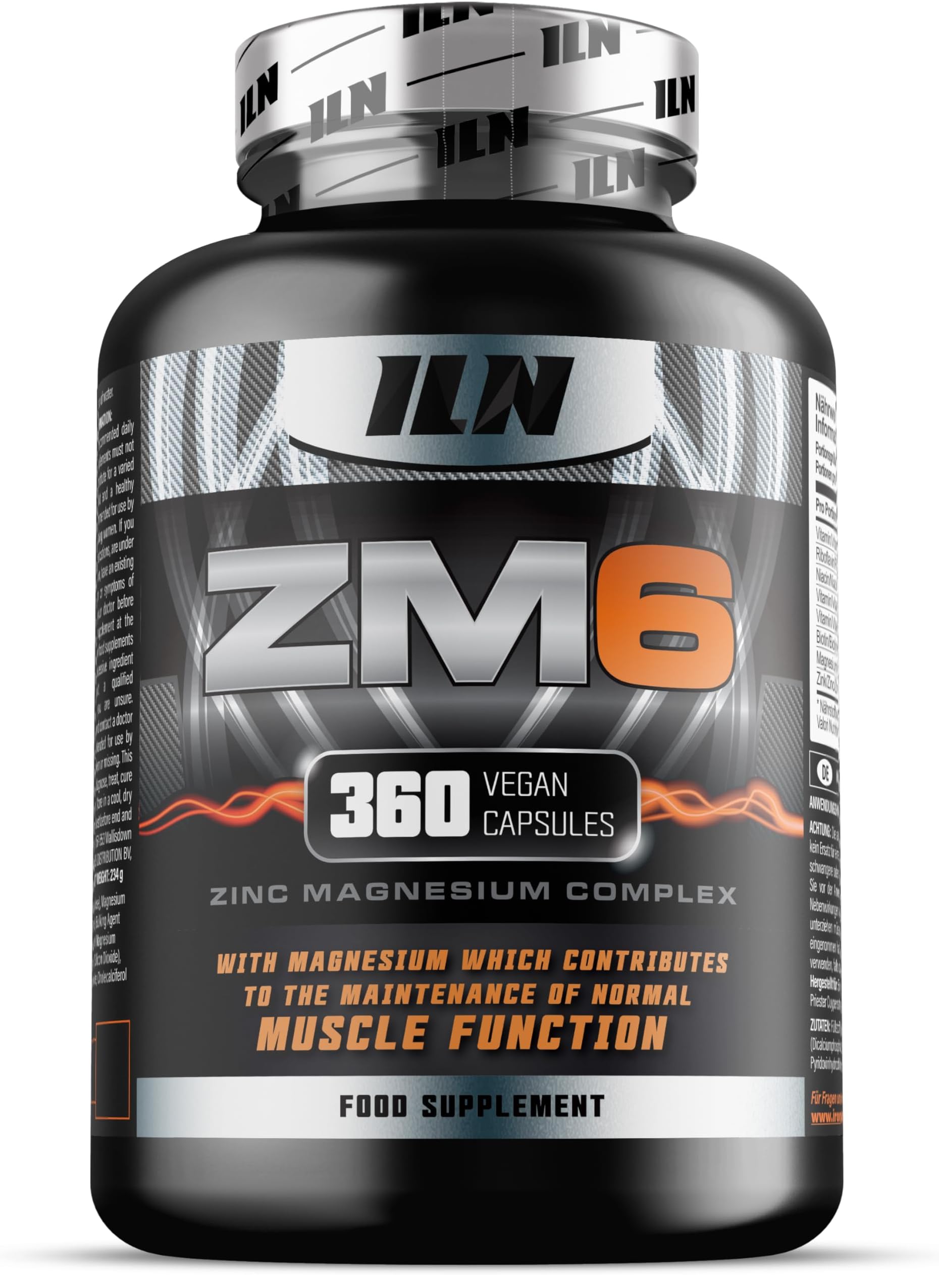 ZM6 - High Strength Zinc Magnesium Supplement for Men and Women - Zinc and Magnesium Tablets for Normal Muscle Function (360 Vegan Capsules)