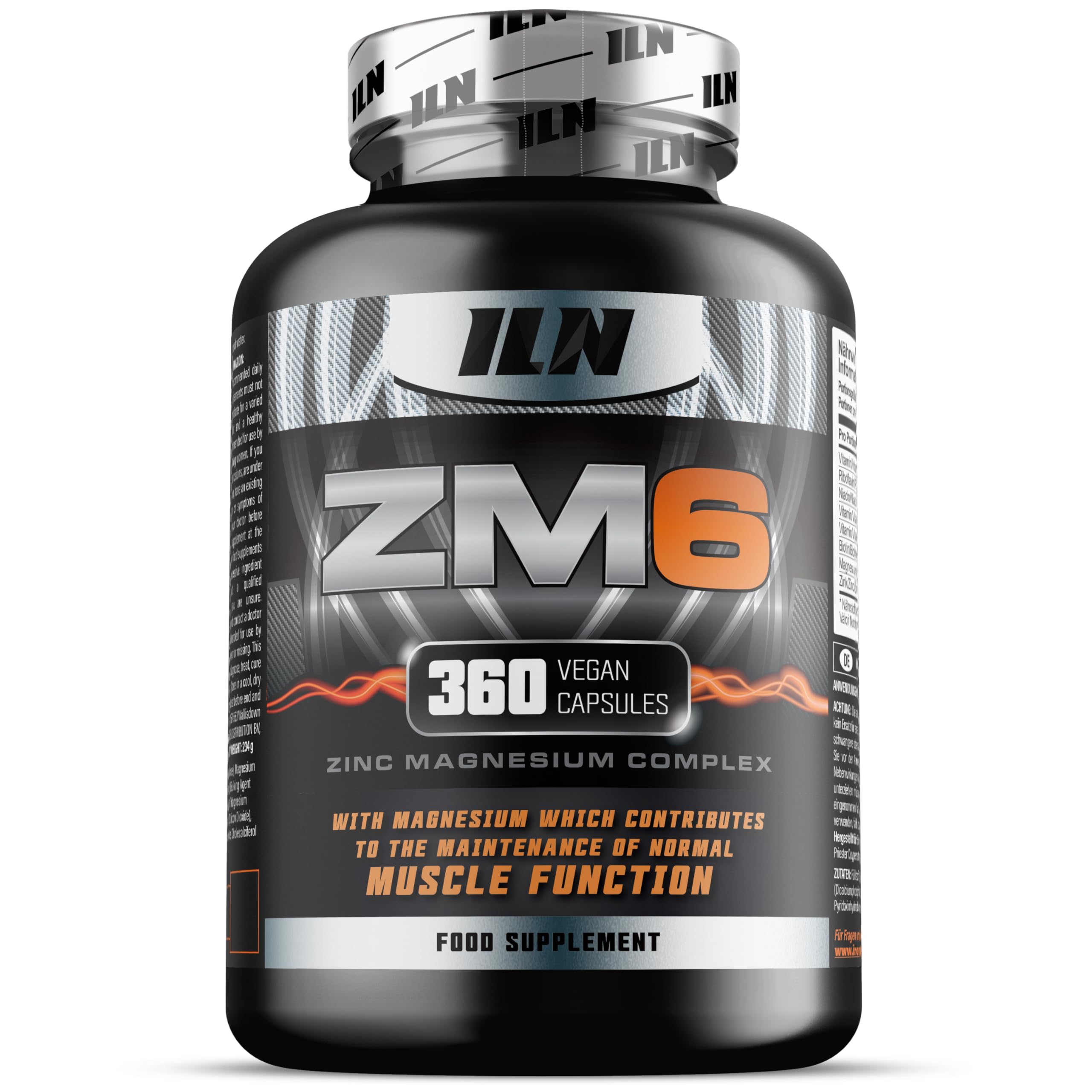 ZM6 - Complément Zinc-Magnésium haute dose - Fonction musculaire normale - 360 gélules véganes
