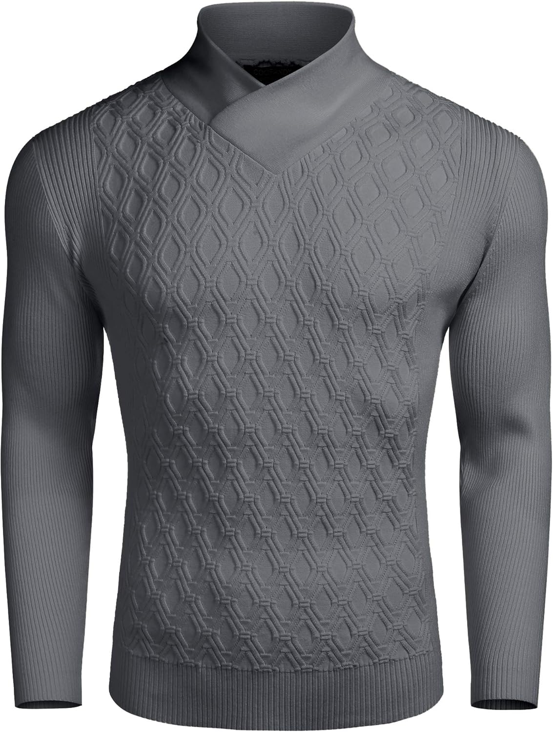 COOFANDY Mens Pullover Sweaters Fashion Diamond Knit Sweater Stylish Knitwear Lightweight Jumper - Image 4