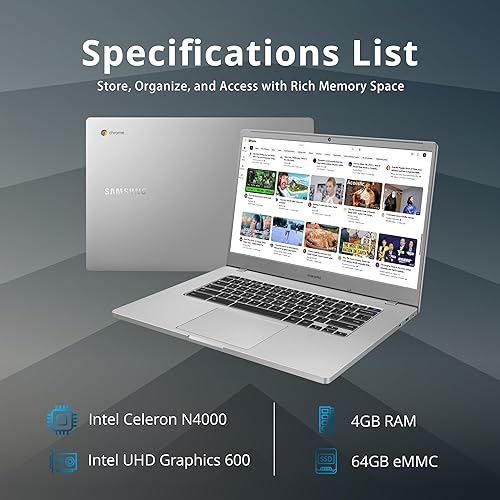 Miniatura 2 de Samsung Laptop Chromebook 4+, pantalla LED FHD de 15.6", Intel Celeron N4000, 4 GB de RAM, 64 GB eMMC, cámara web HD, Wi-Fi 5, Bluetooth, Chrome OS,