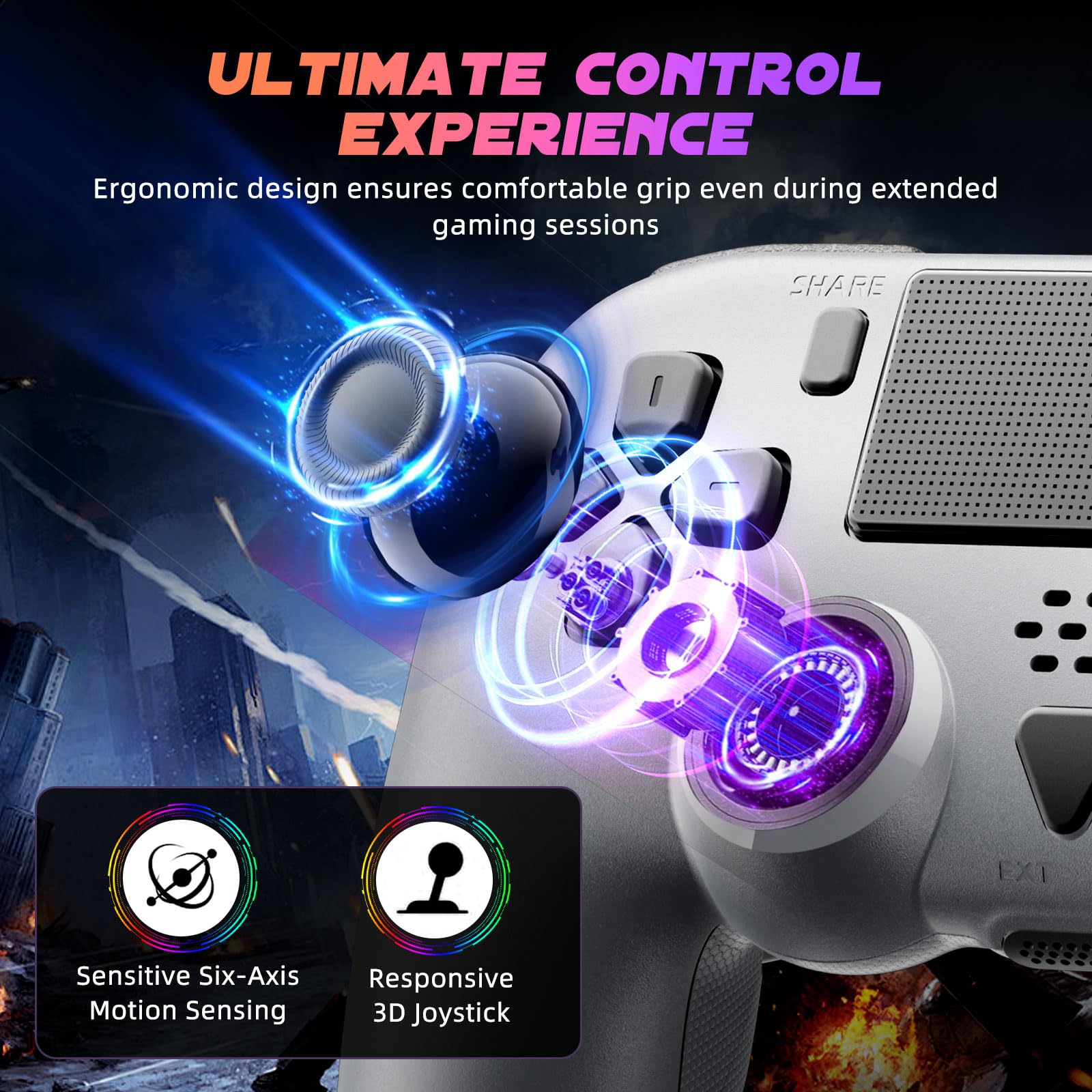 Vefacxy Manette sans fil pour PS5 avec RVB, boutons arrière programmables, macro et turbo – Manette Bluetooth avec microphone, capteur à 6 axes, prise audio 3,5 mm, compatible avec PS5 Pro/Slim/PC