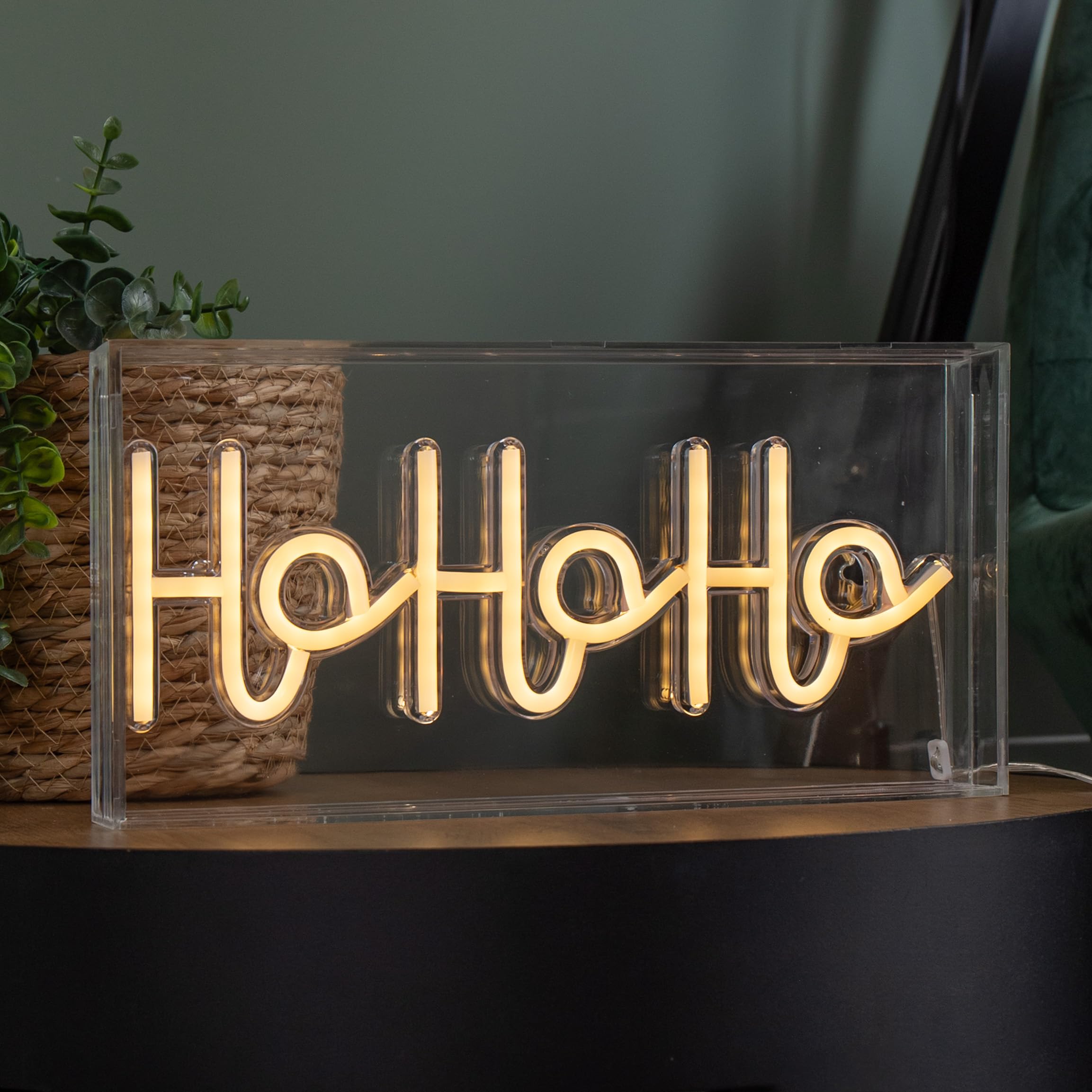 Samuel Alexander 15Cm X 30Cm Light Up Christmas Ho Ho Ho Neon Flex Sign With Warm White Leds