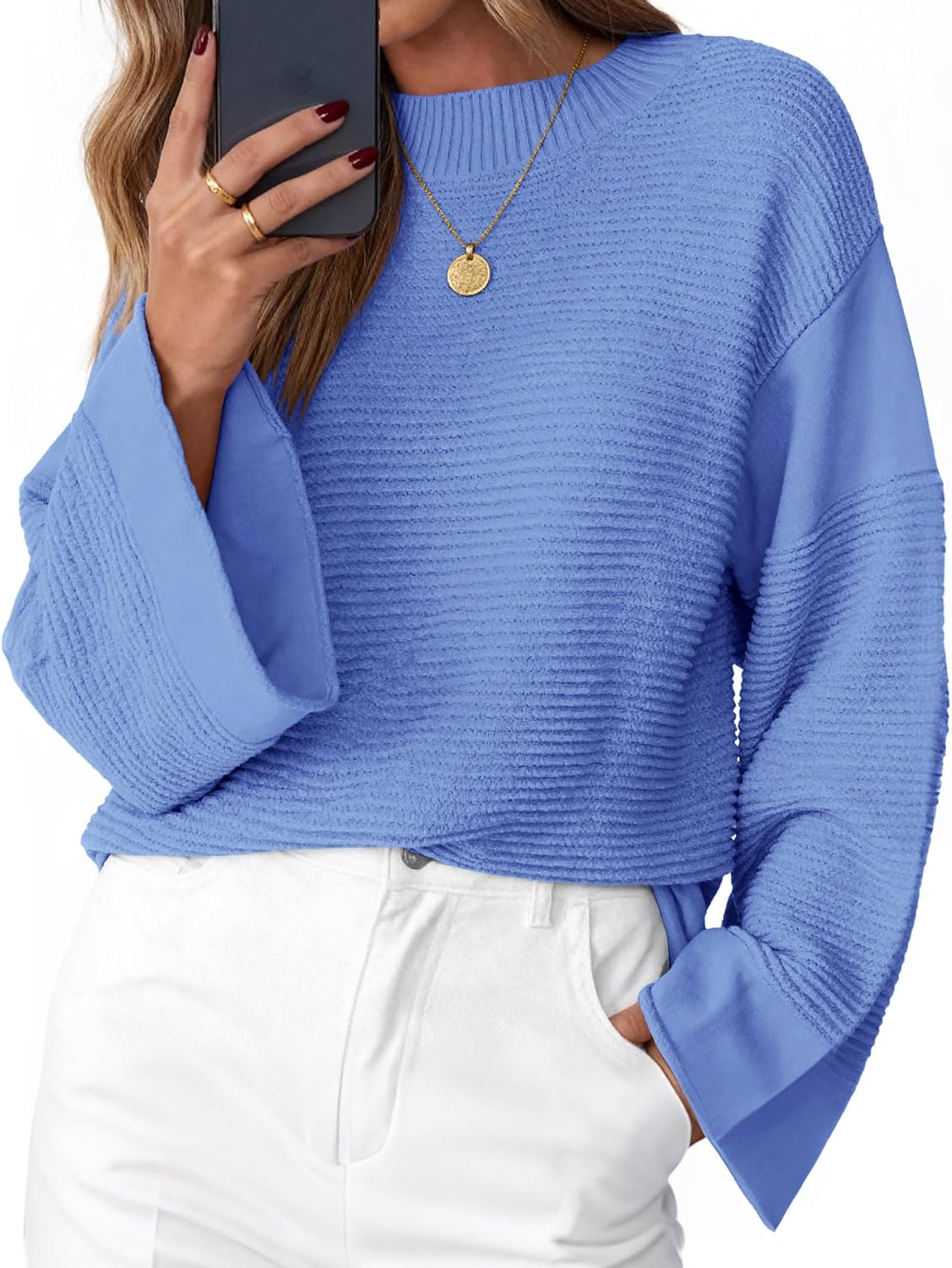 KIRUNDO Oversized Sweaters for Women Ribbed Knit Chunky Long Sleeve Tunic Sweater Pullover Tops Fall Winter Clothing