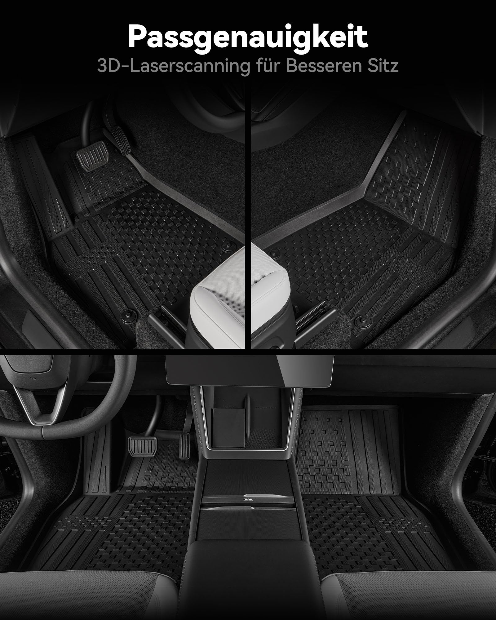 3W für Tesla Model Y Neu 2025 2026 Juniper Premium/Performance/Standard Fußmatten und Kofferraumwanne, TPE Allwetter Fussmatte und Kofferraummatte Autofußmatten Zubehör