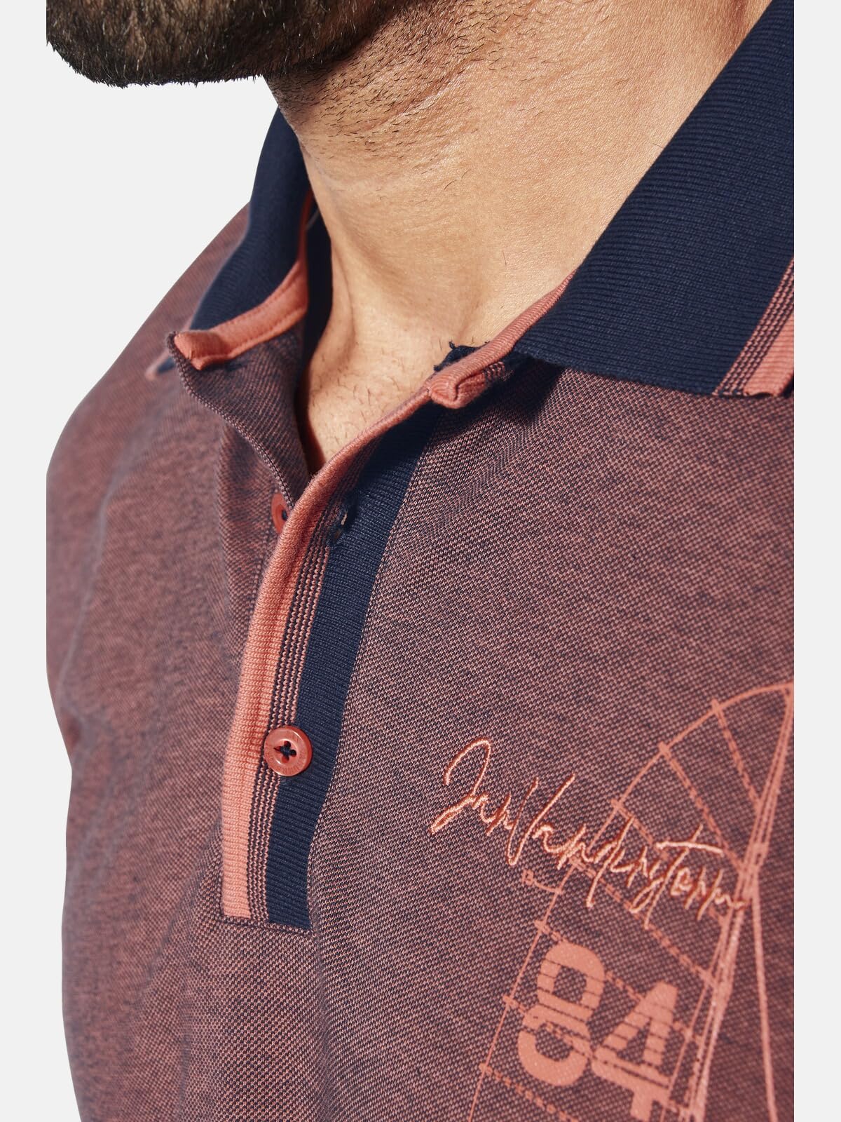 Jan Vanderstorm Herren Poloshirt Herfinn | Sportives Baumwoll-Piqué Shirt Brustprint, Kurzarm mit klassischem Kragen, atmungsaktiv bequem, 100% Baumwolle, L–7XL
