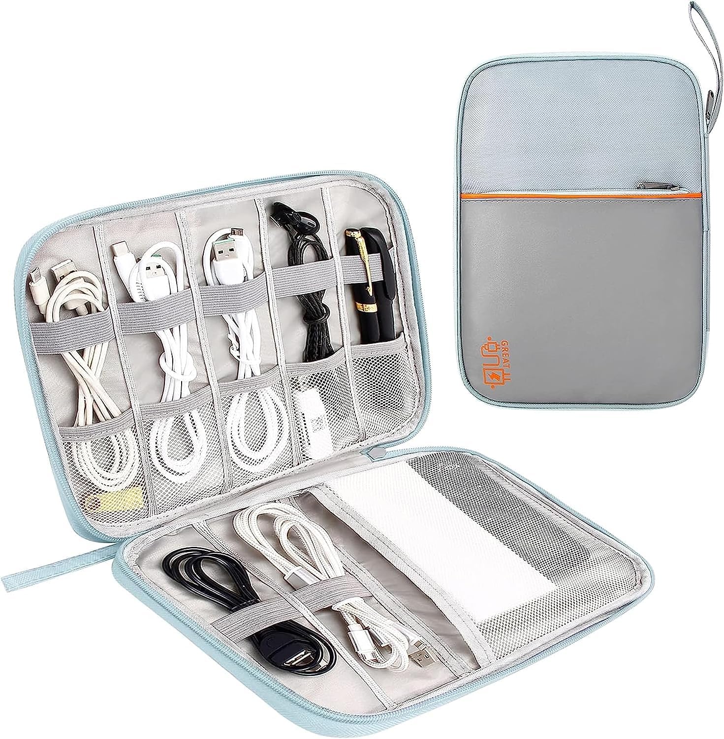 LIGHTNIING HAMMERZ Electronics Accessories Organizer Bag, Universal Travel Gadget Wires Organizer Bag for Cables, Plug and More, Fits for Pad Phone Charger Hard Disk (Slim Shape Grey) (B0CH1NWNYC) Amazon Price History, Amazon Price Tracker