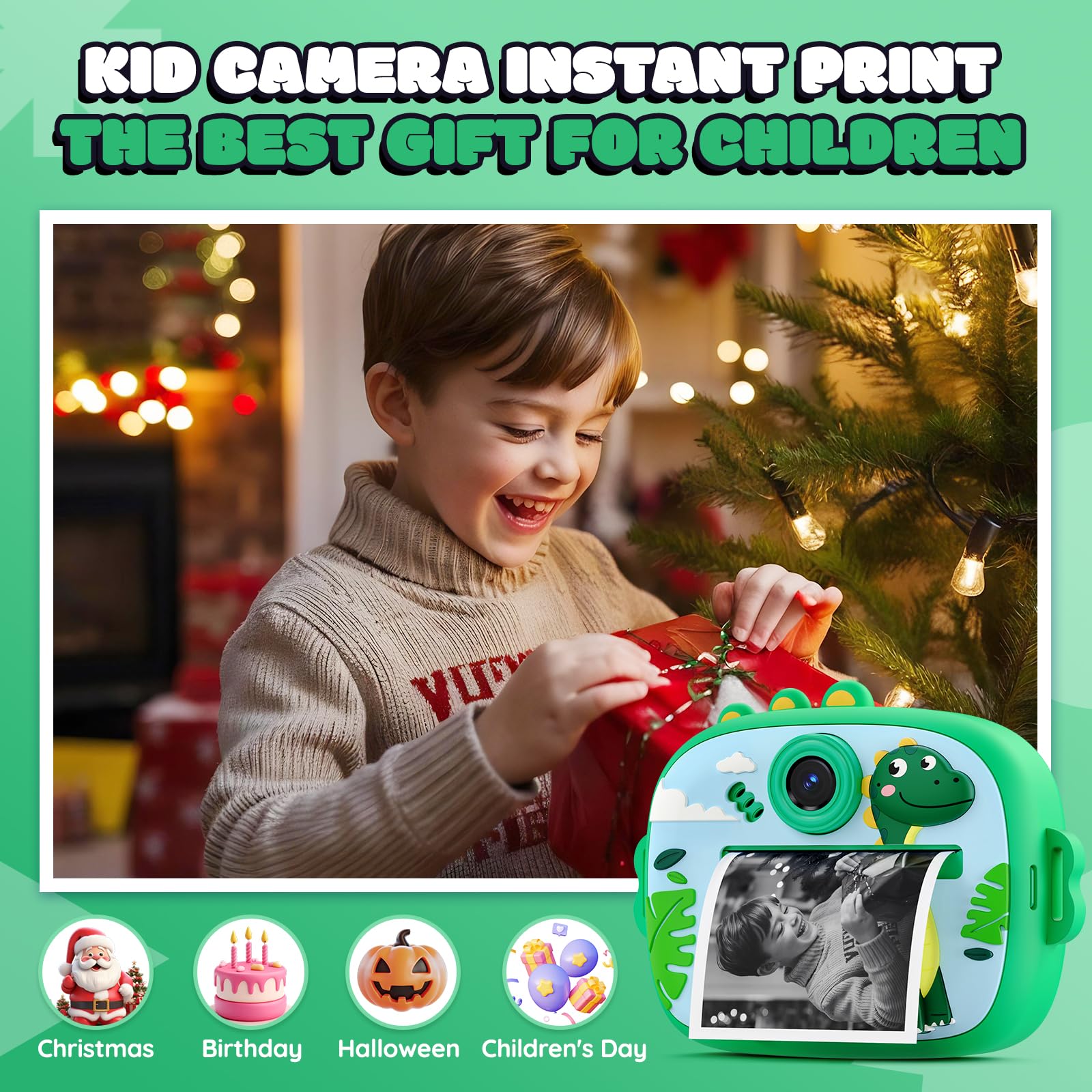 Fotocamera Istantanea per Bambini YOZISS, Macchina Fotografica Bambini Istantanea 1080P HD con 3 Rotoli di Carta da Stampa, Regalo Perfetto per Bambina da 3 a 14 Anni